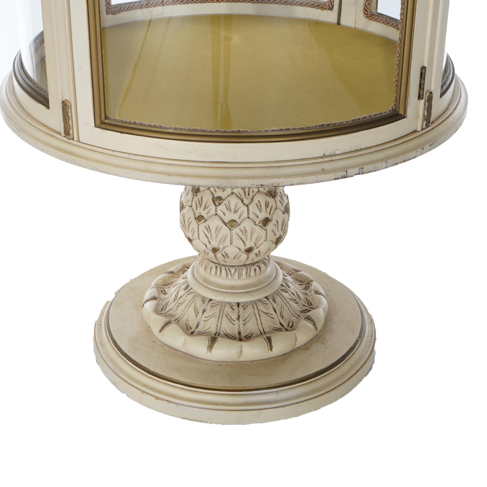 French Style Circular Glass Display Vitrine on Pedestal, Painted & Gilt, 20th C 7