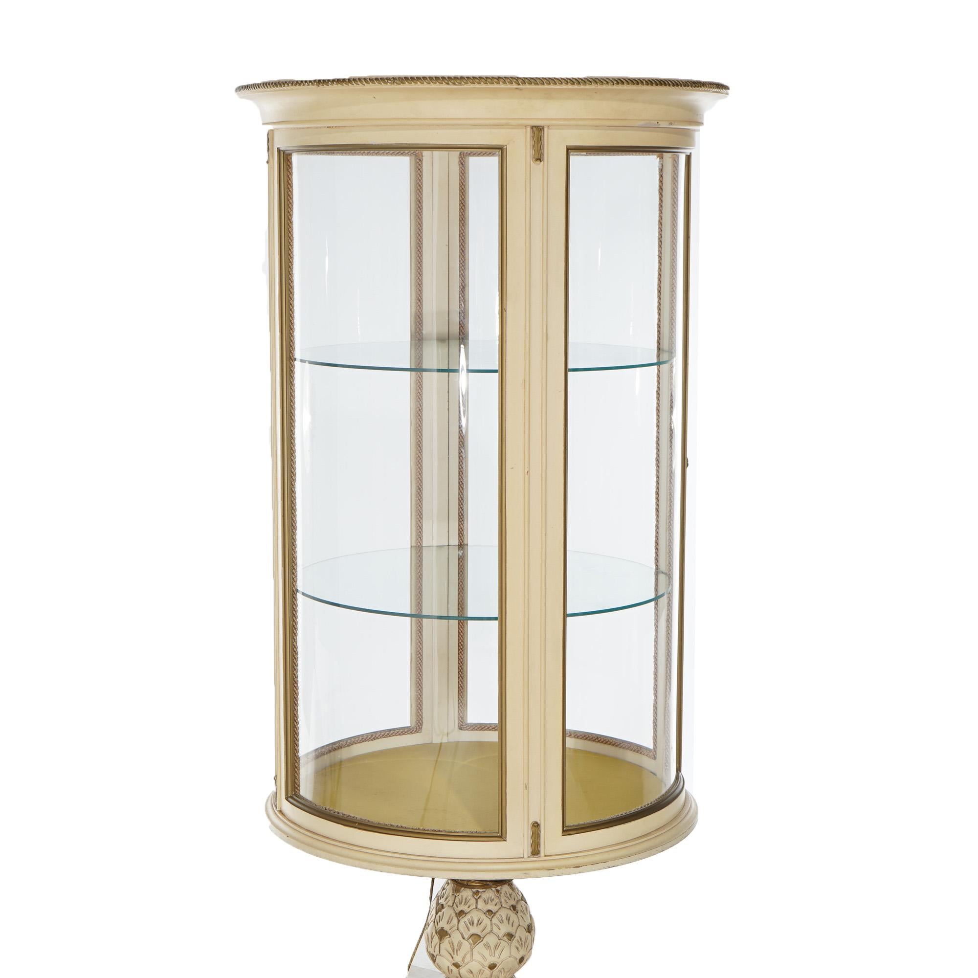 French Style Circular Glass Display Vitrine on Pedestal, Painted & Gilt, 20th C 10