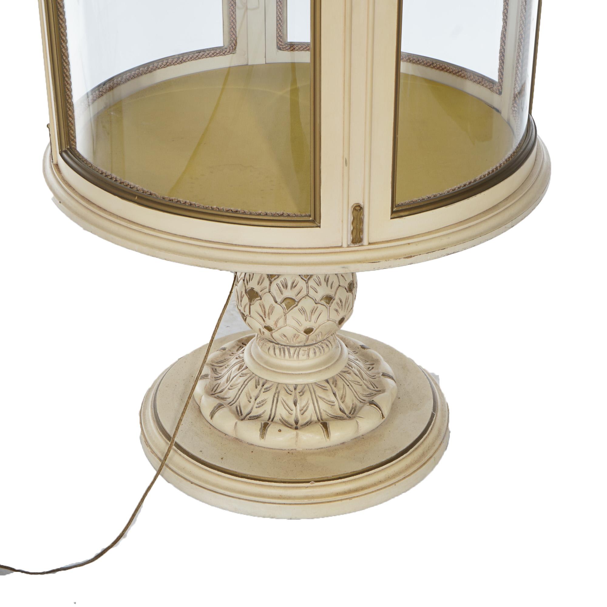 French Style Circular Glass Display Vitrine on Pedestal, Painted & Gilt, 20th C 11