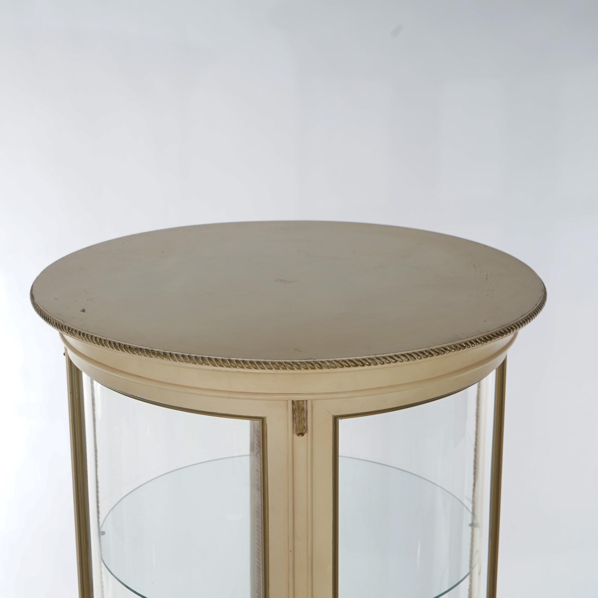 French Style Circular Glass Display Vitrine on Pedestal, Painted & Gilt, 20th C 14