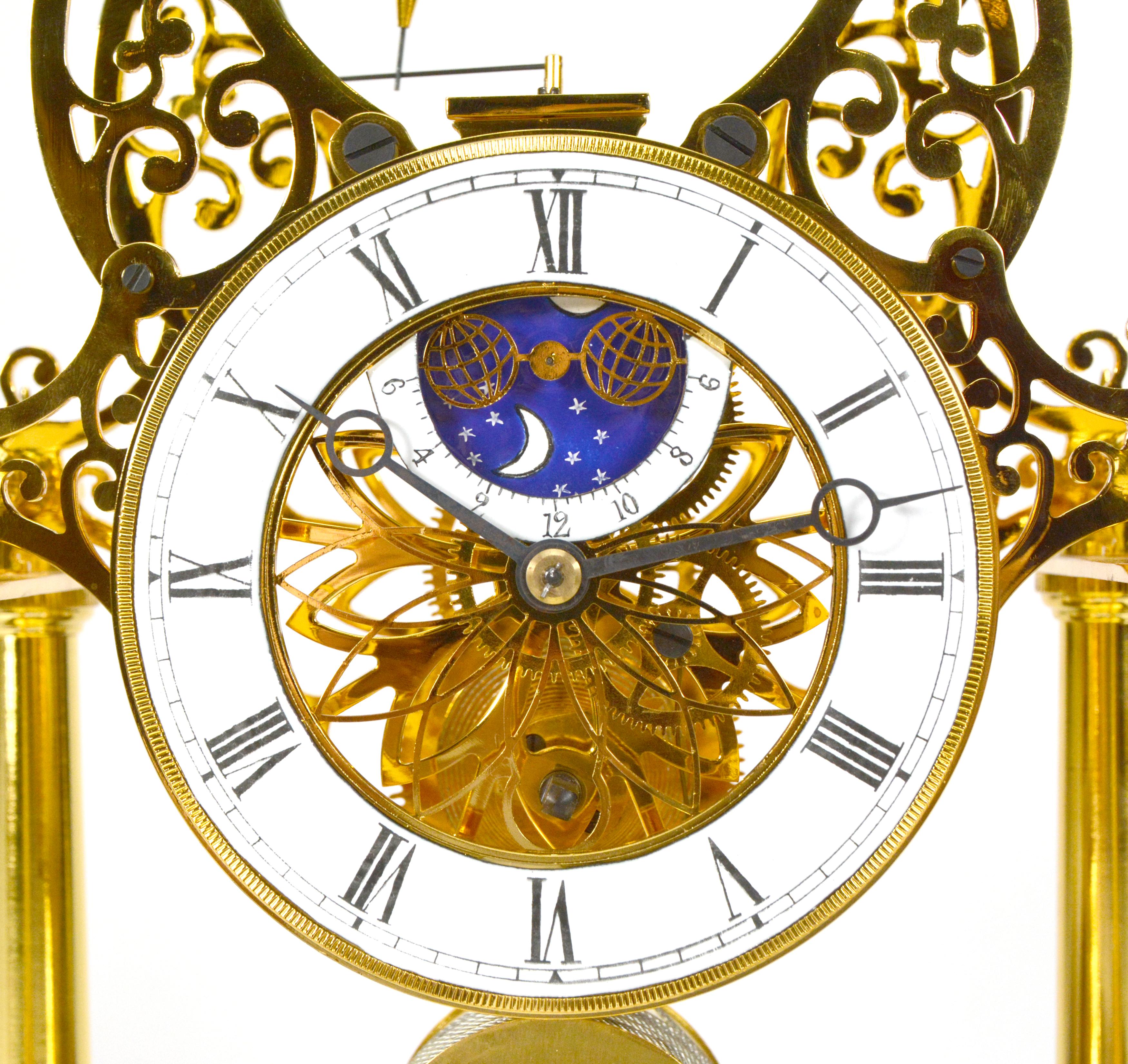 French Style Conical Pendulum Rotary Flying Ball Fusee Noiseless Skeleton Clock For Sale 6