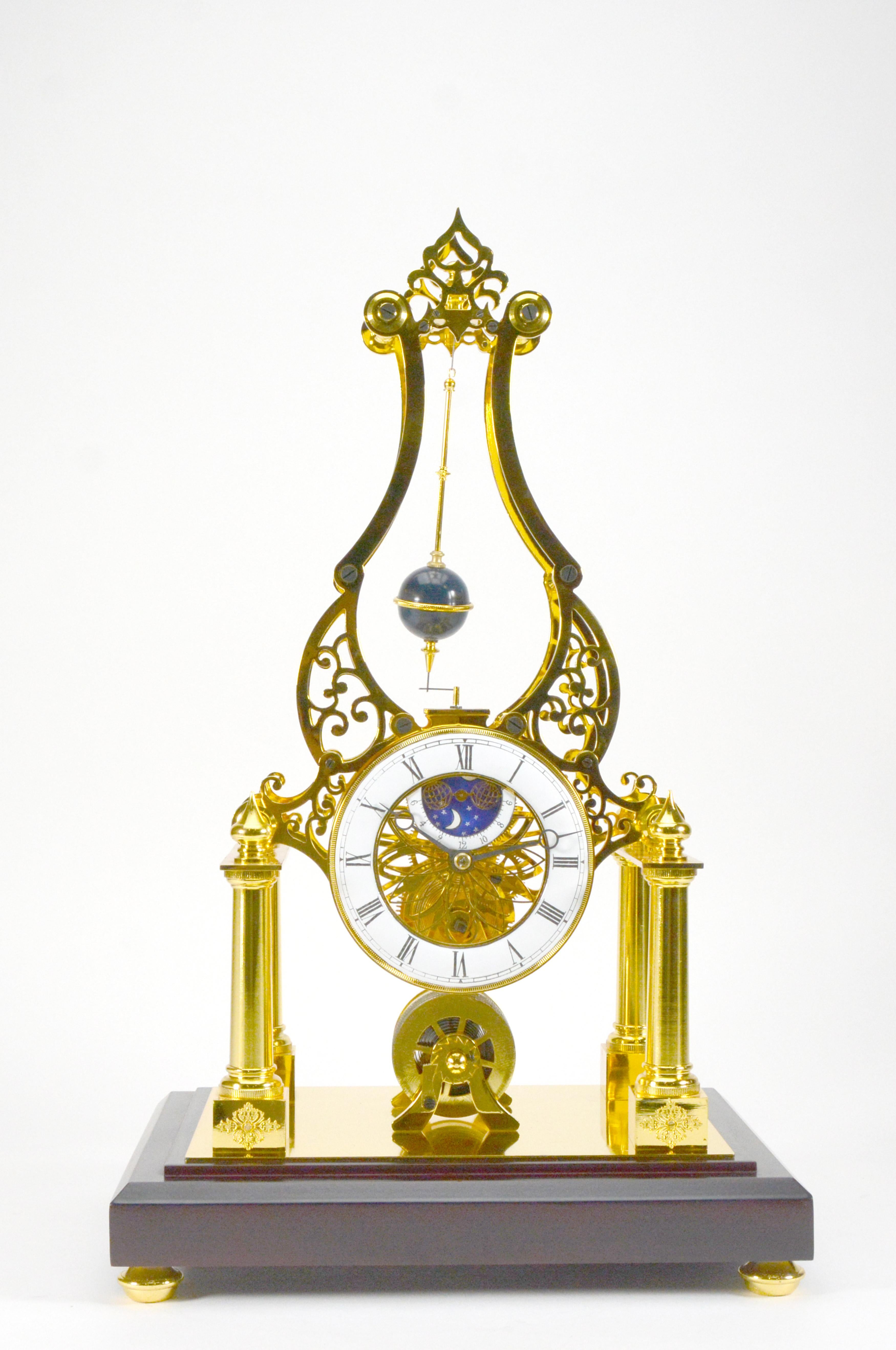 20th Century French Style Conical Pendulum Rotary Flying Ball Fusee Noiseless Skeleton Clock For Sale