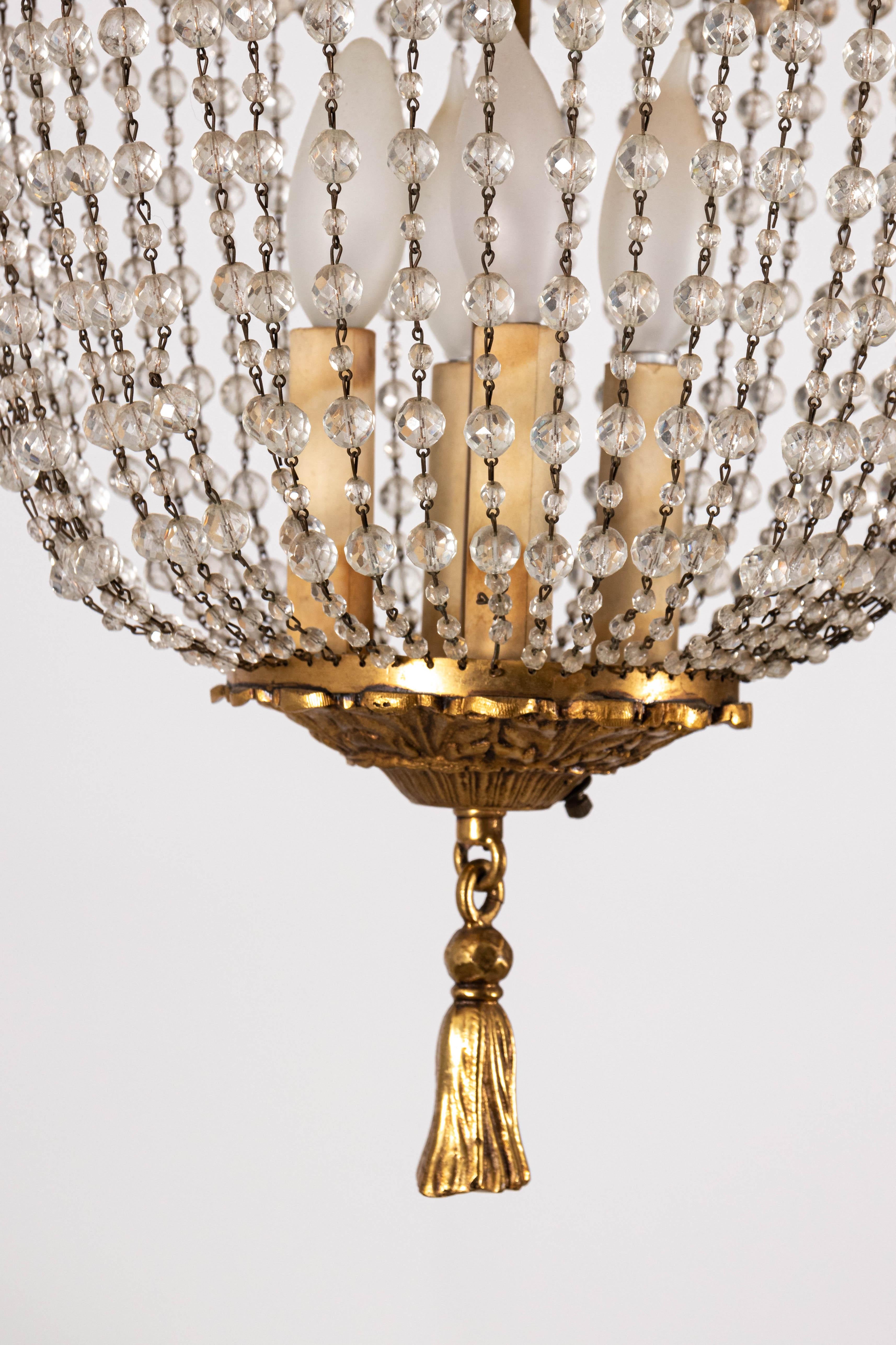 French Style Crystal Beaded Brass Chandelier 2