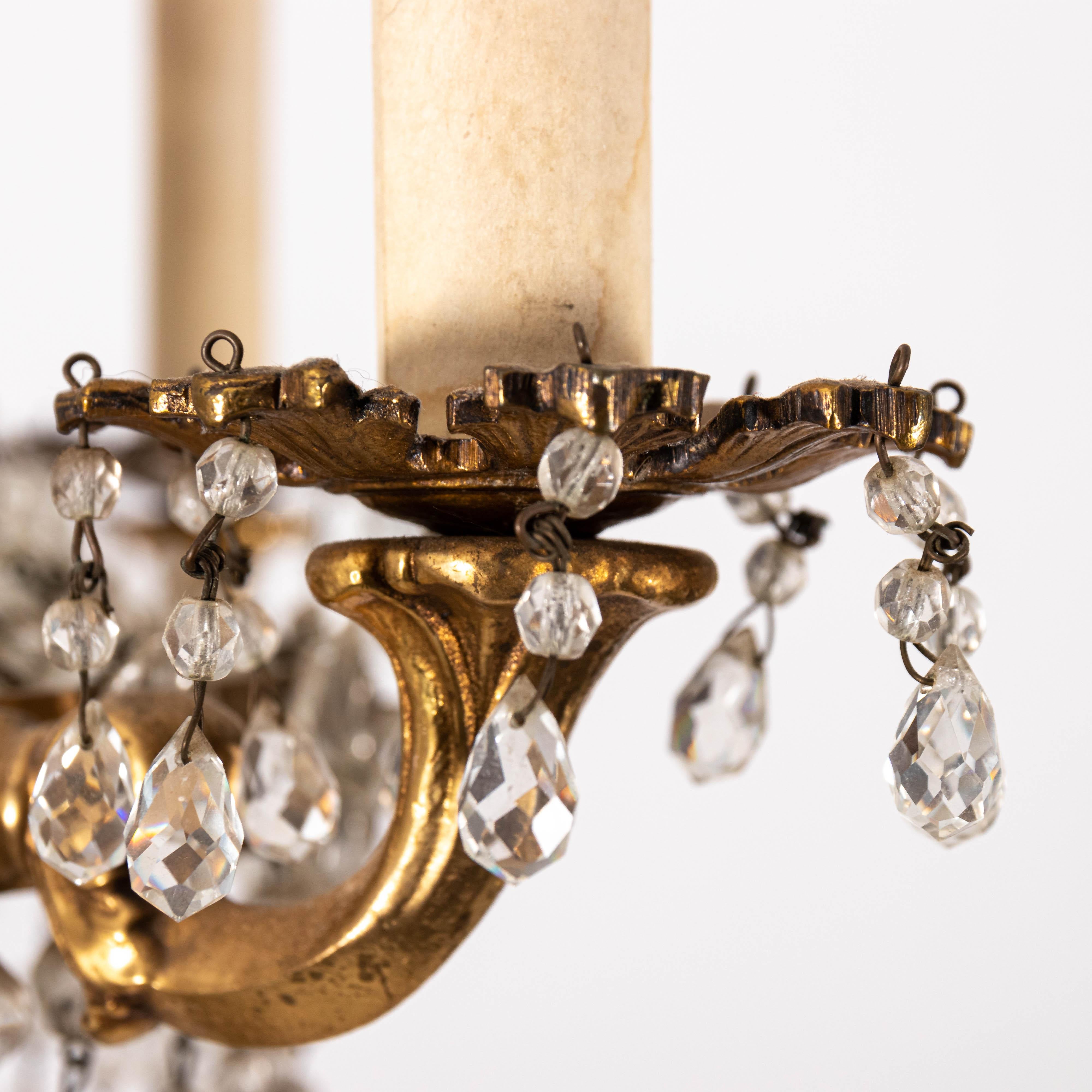French Style Crystal Beaded Brass Chandelier 3