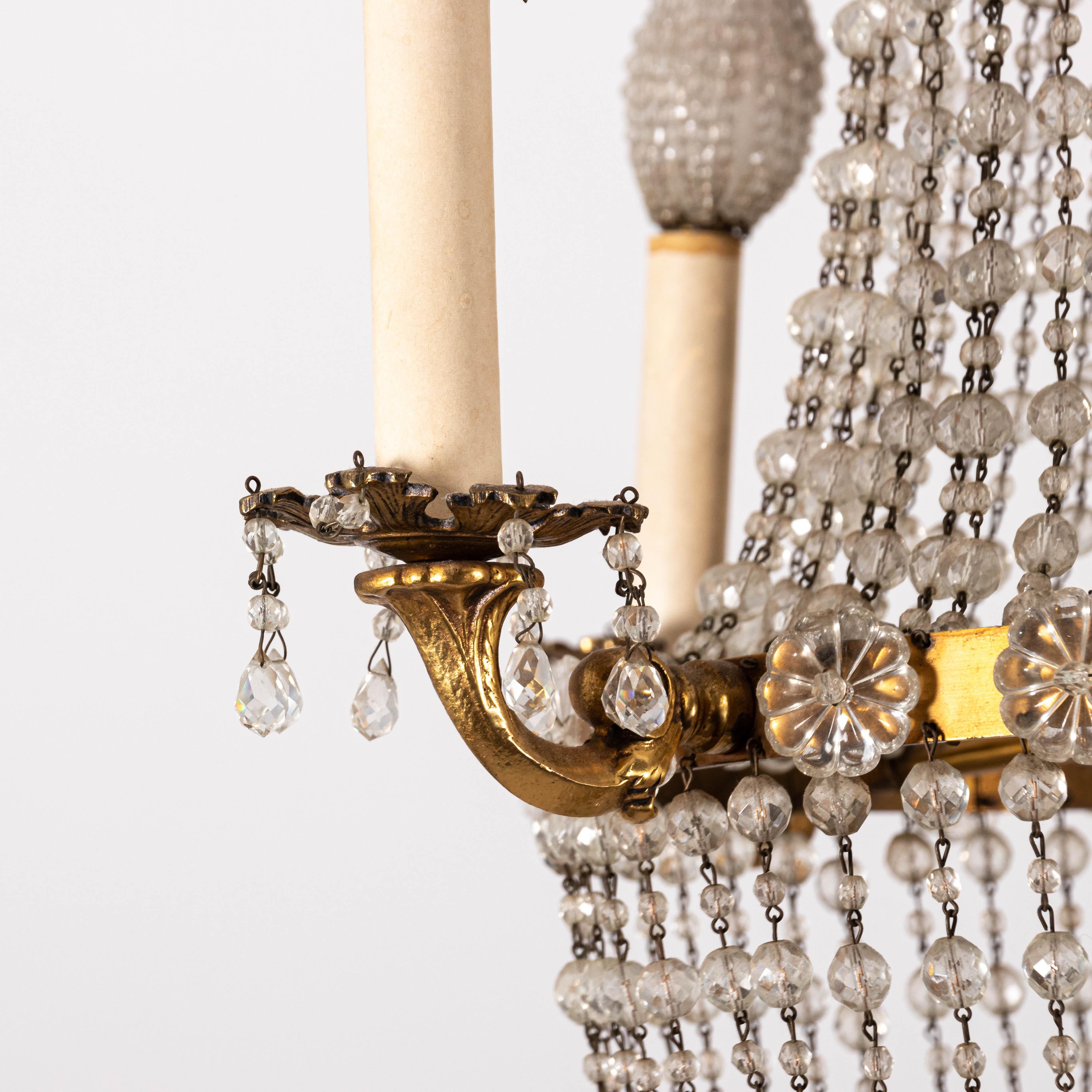 French Style Crystal Beaded Brass Chandelier 5