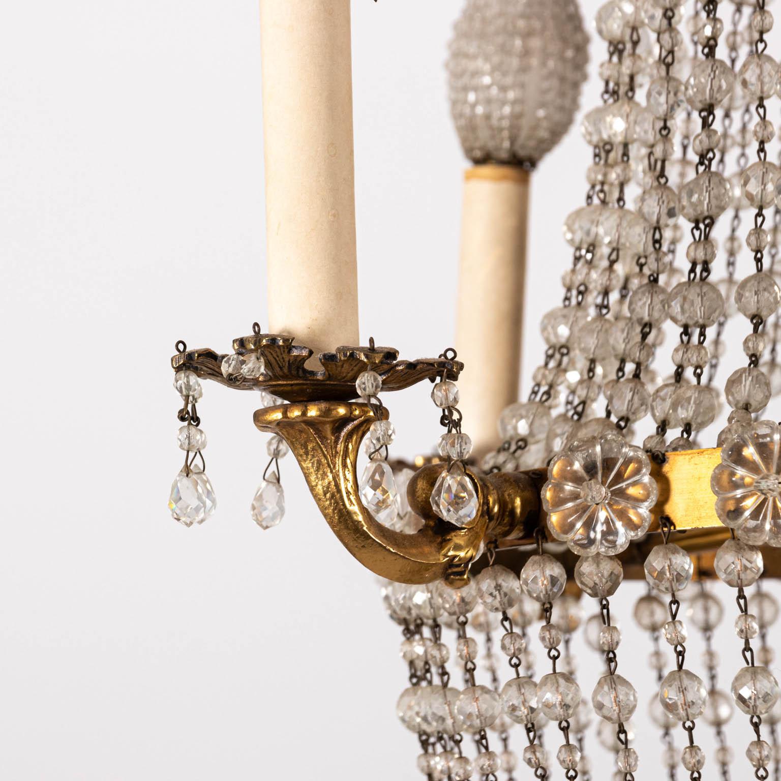 French Style Crystal Beaded Brass Chandelier 3