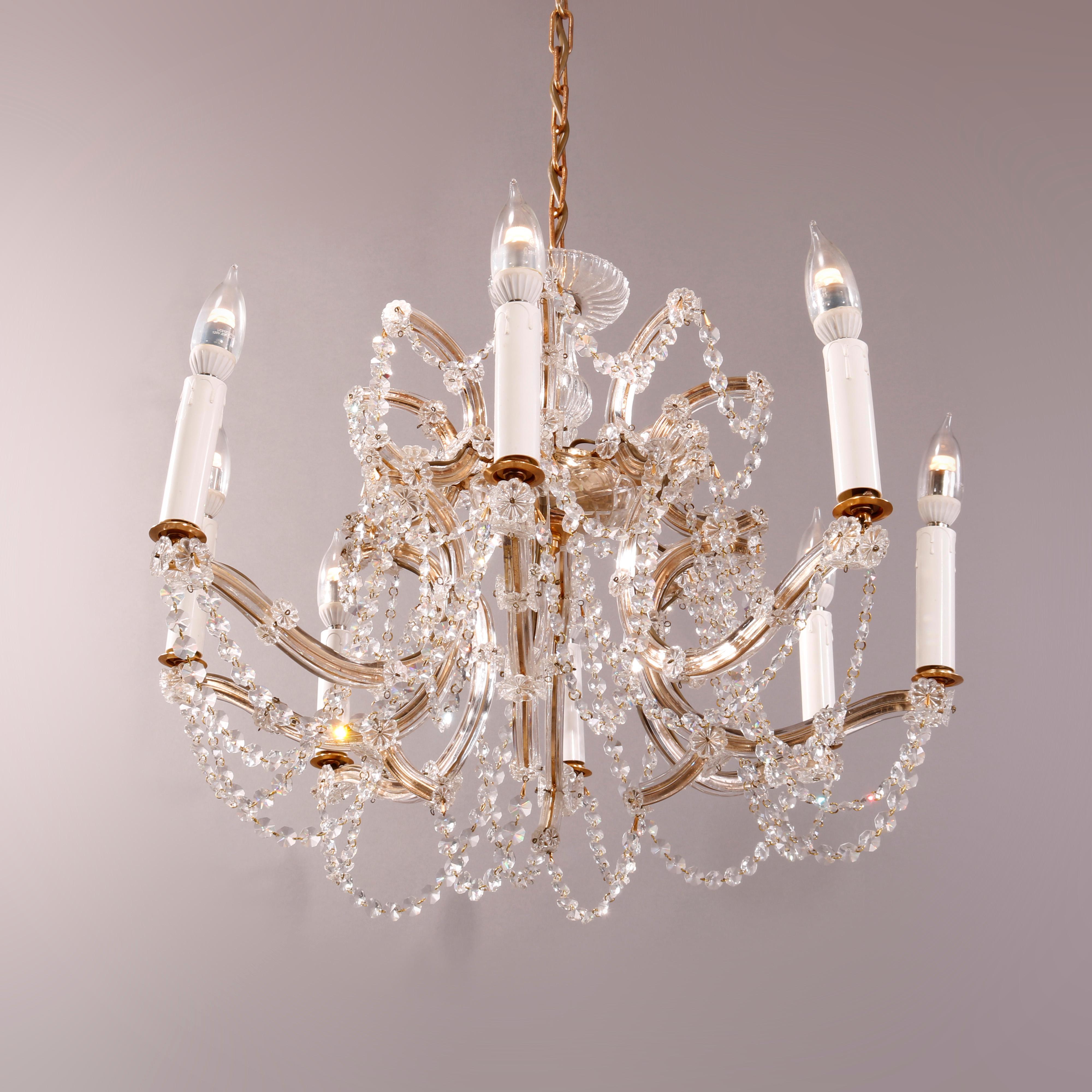 American  French Style Crystal Chandelier, 20th C For Sale