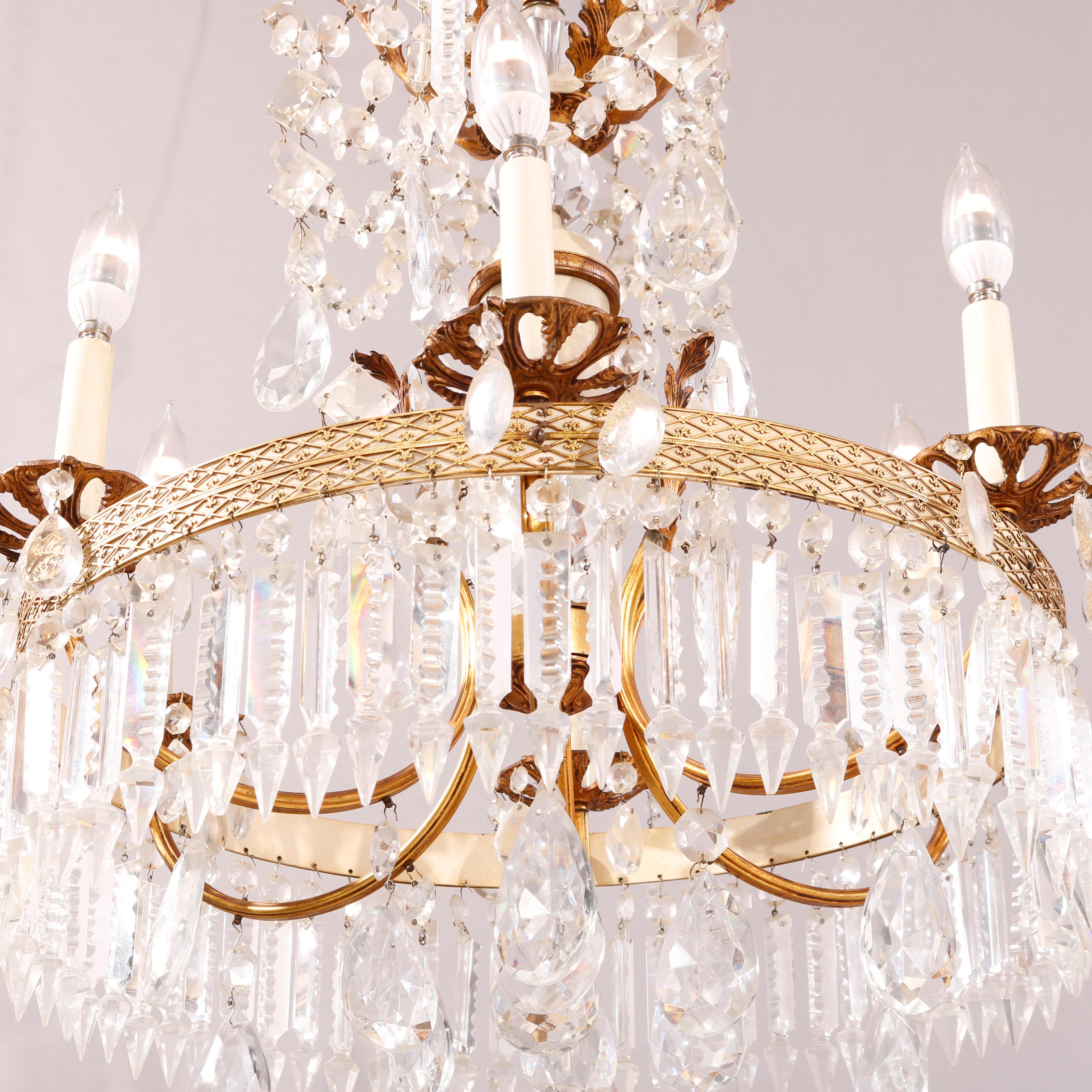 20th Century  French Style Crystal Chandelier, 20th C For Sale