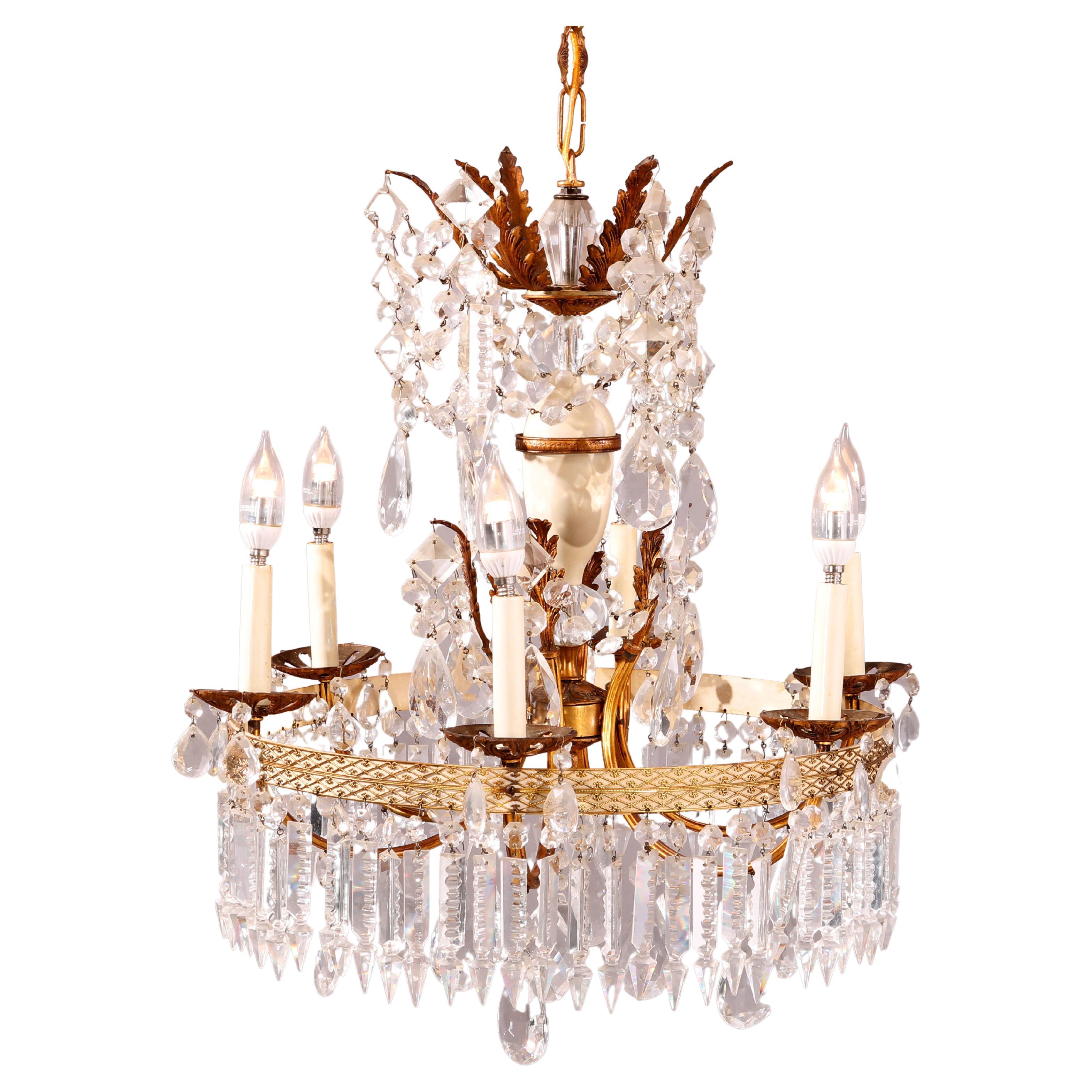  French Style Crystal Chandelier, 20th C For Sale
