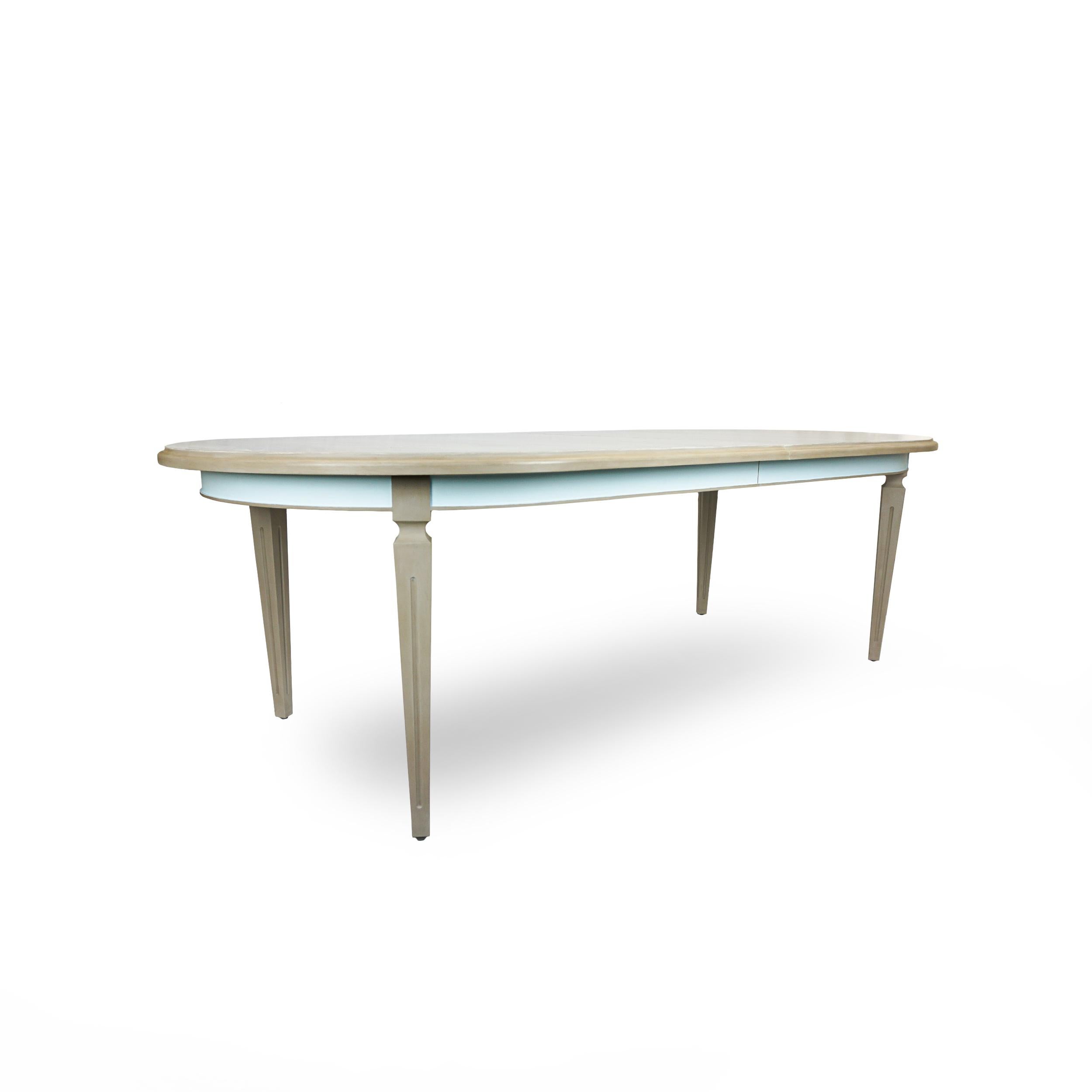 Modern French Style Dining Table with 2 Leaf Extensions For Sale