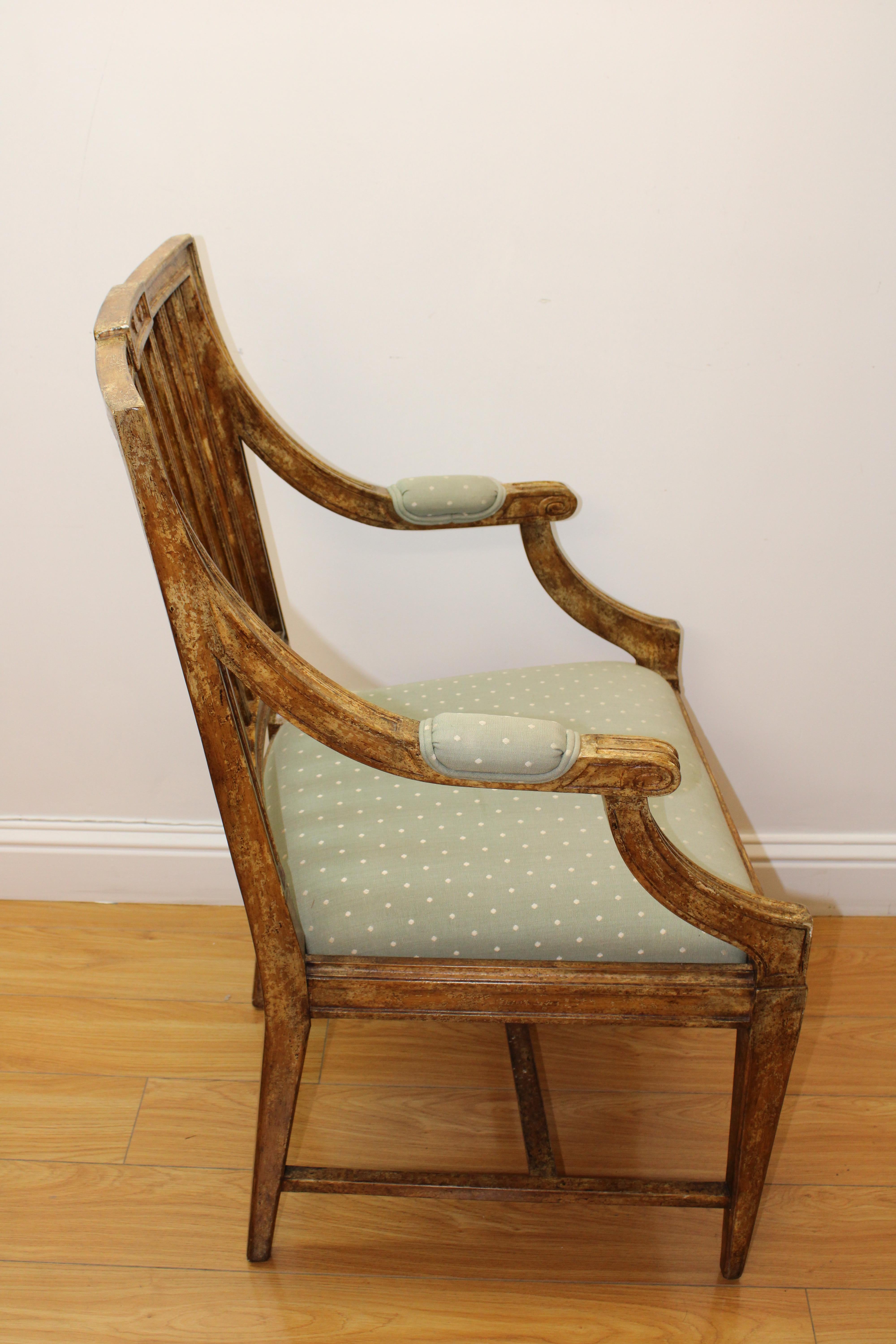 20th Century French Style Directories Hand Painted Arm Chair For Sale