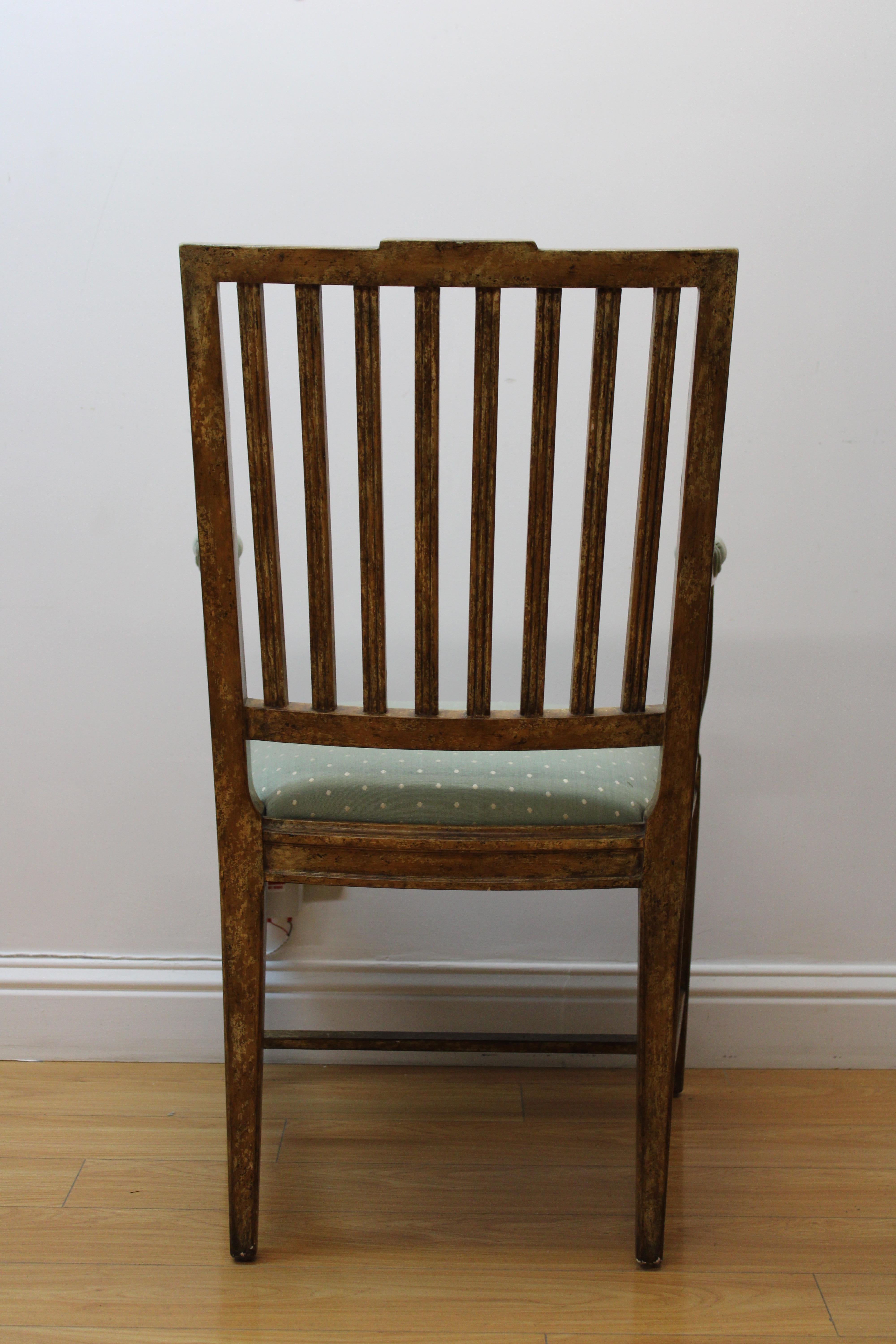 Wood French Style Directories Hand Painted Arm Chair For Sale