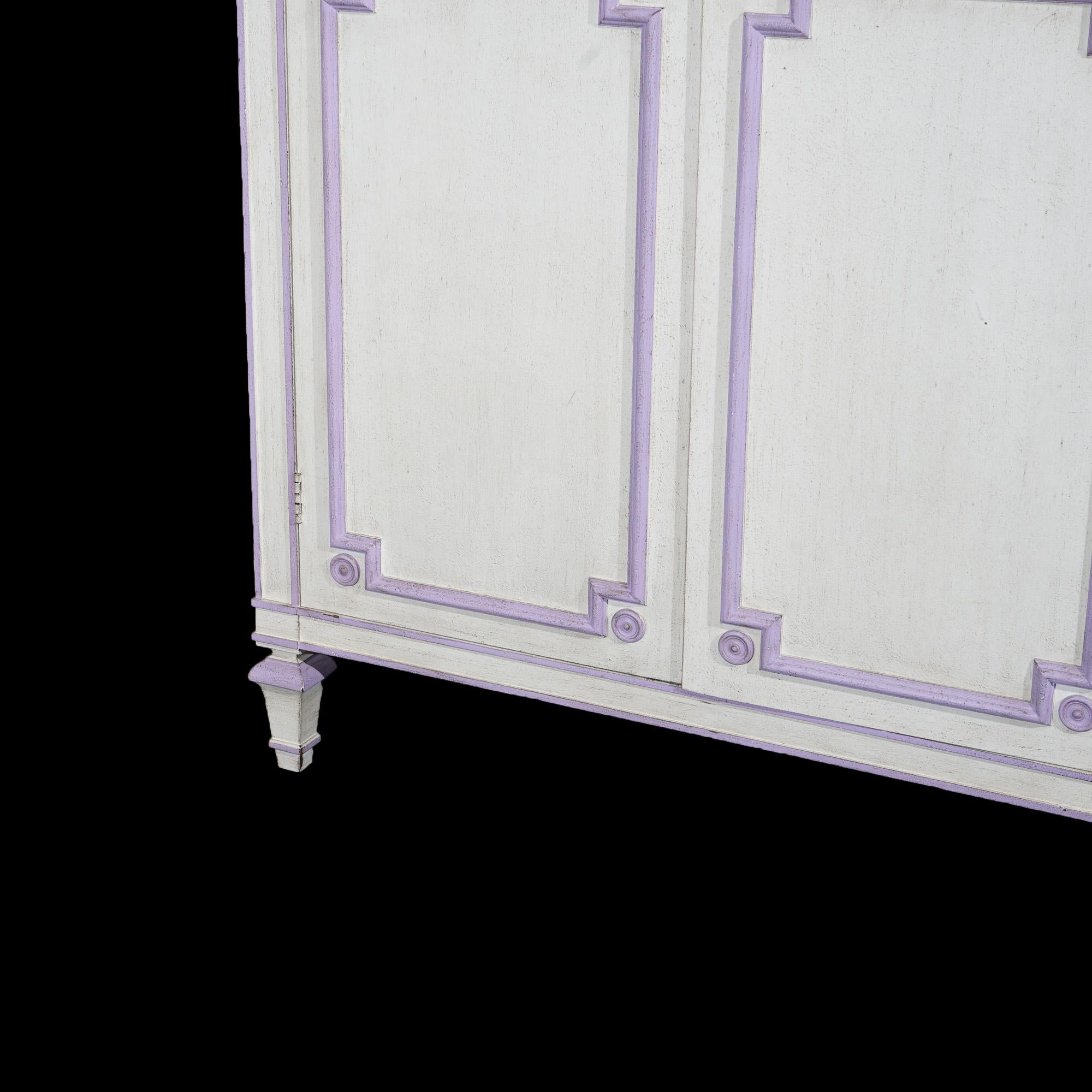 French Style Double Door Armoire by Widdicomb with Eggplant Accents 20thC For Sale 4