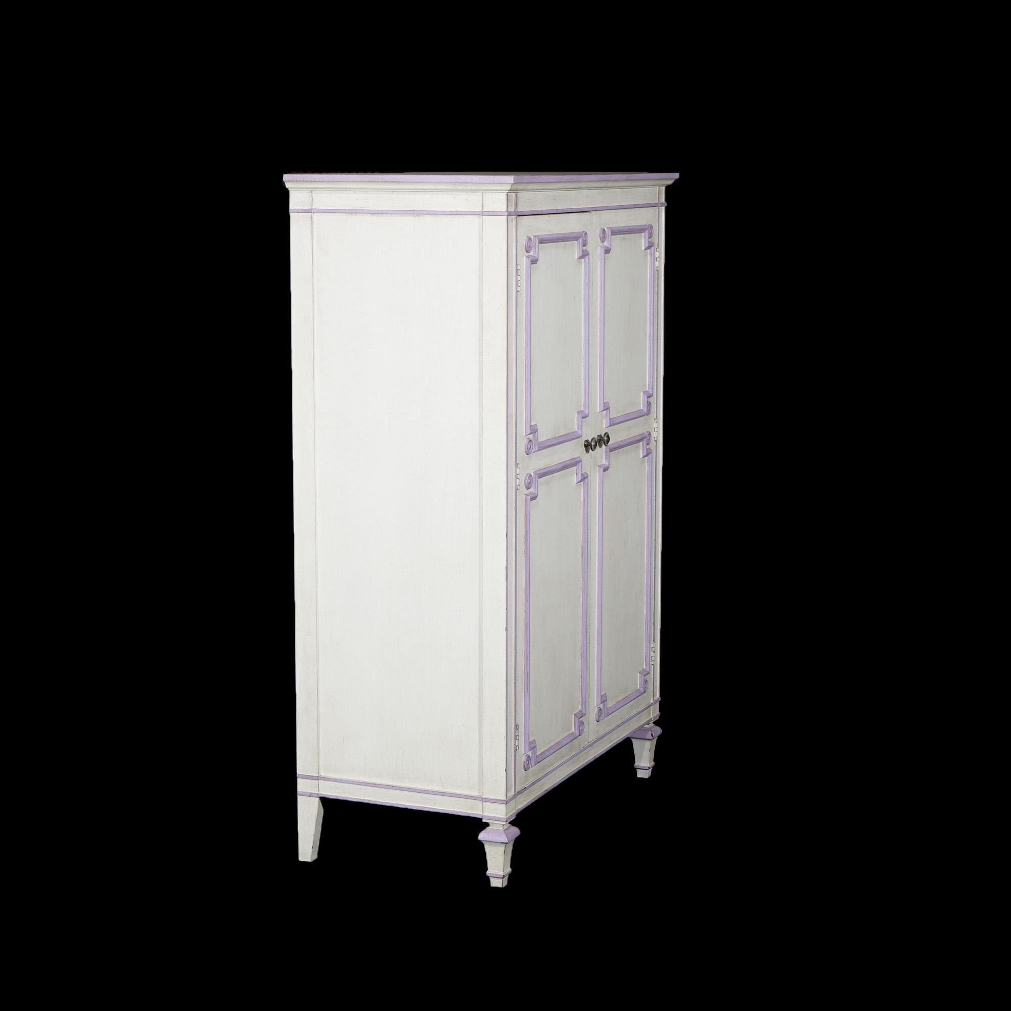 American French Style Double Door Armoire by Widdicomb with Eggplant Accents 20thC For Sale