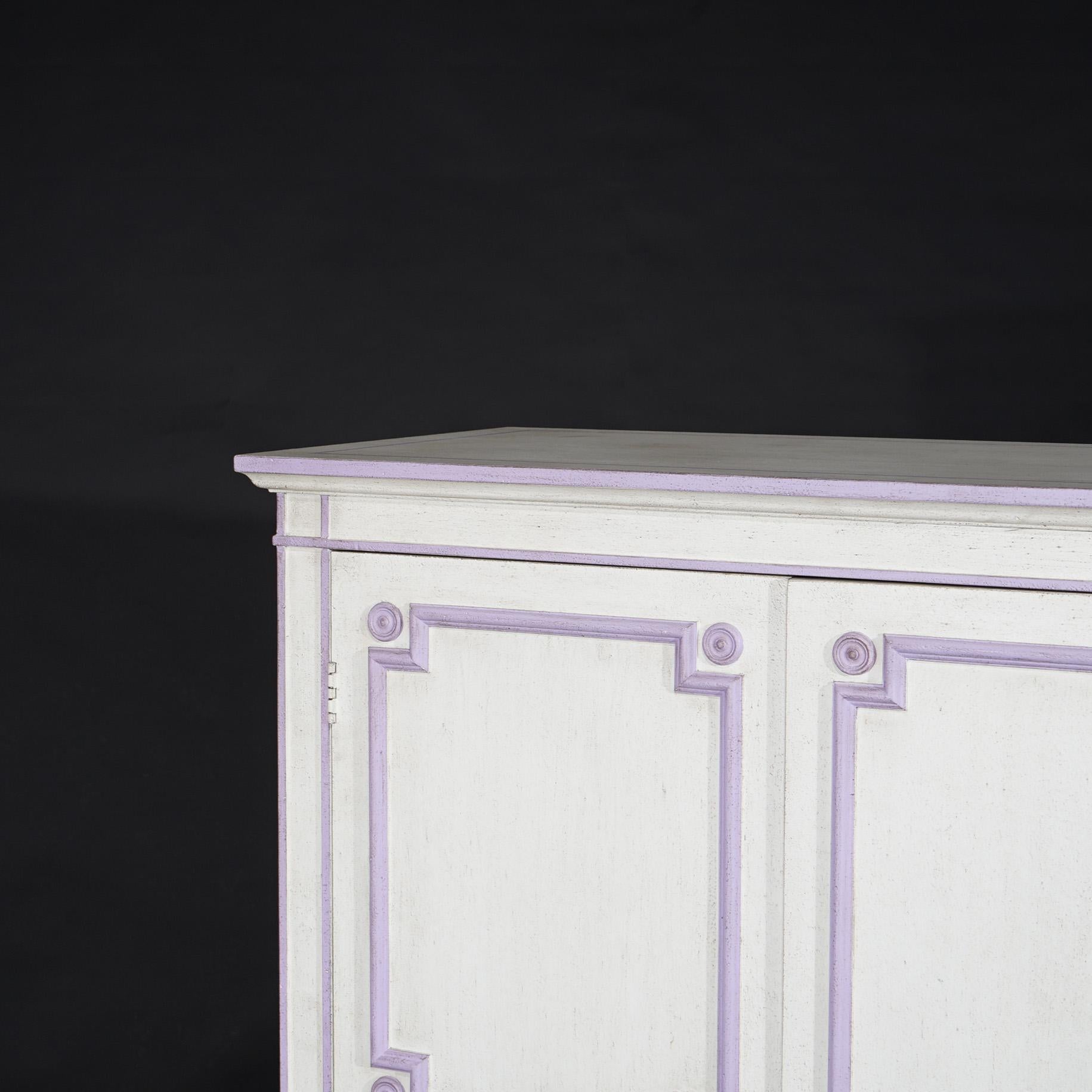Painted French Style Double Door Armoire by Widdicomb with Eggplant Accents 20thC For Sale