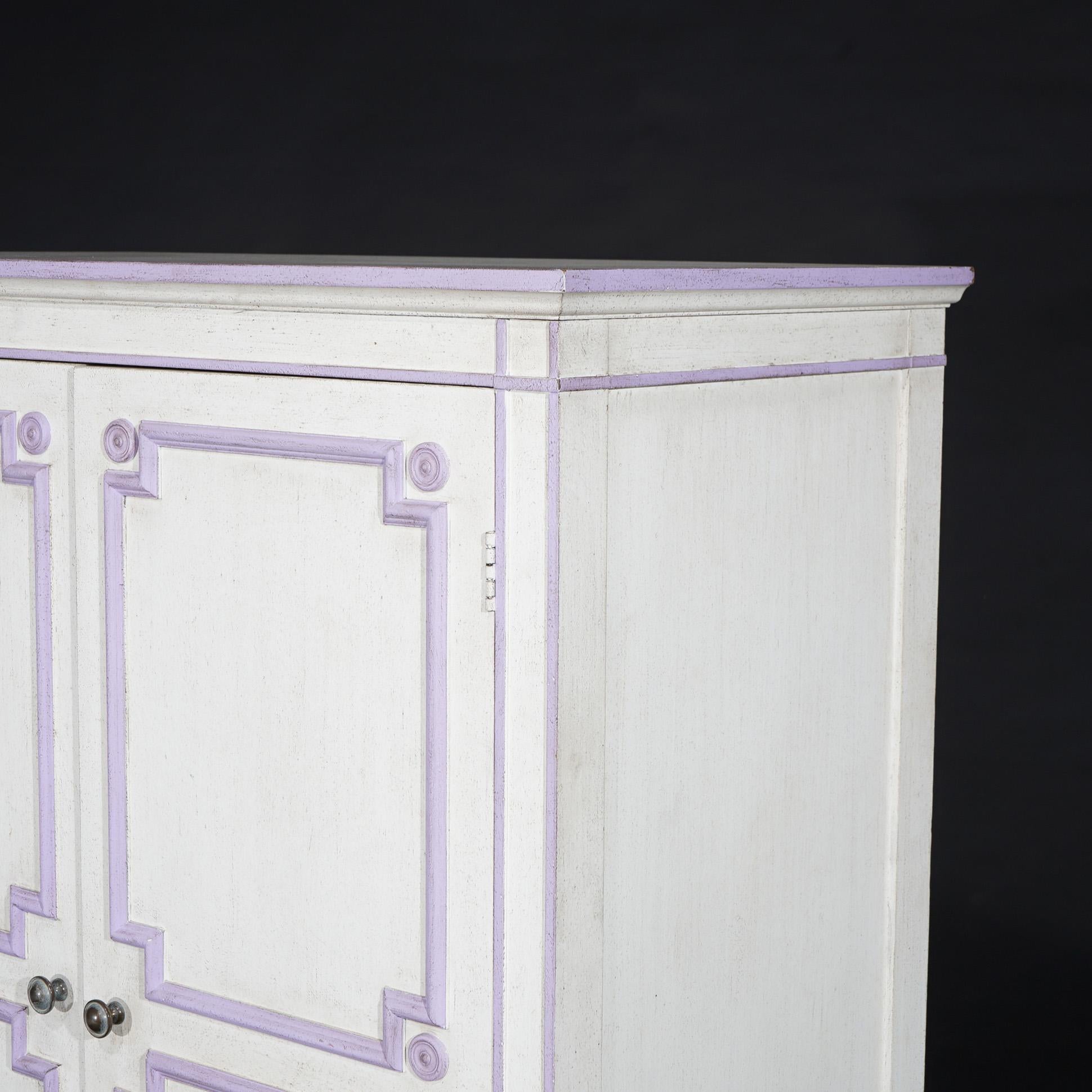 French Style Double Door Armoire by Widdicomb with Eggplant Accents 20thC In Good Condition For Sale In Big Flats, NY