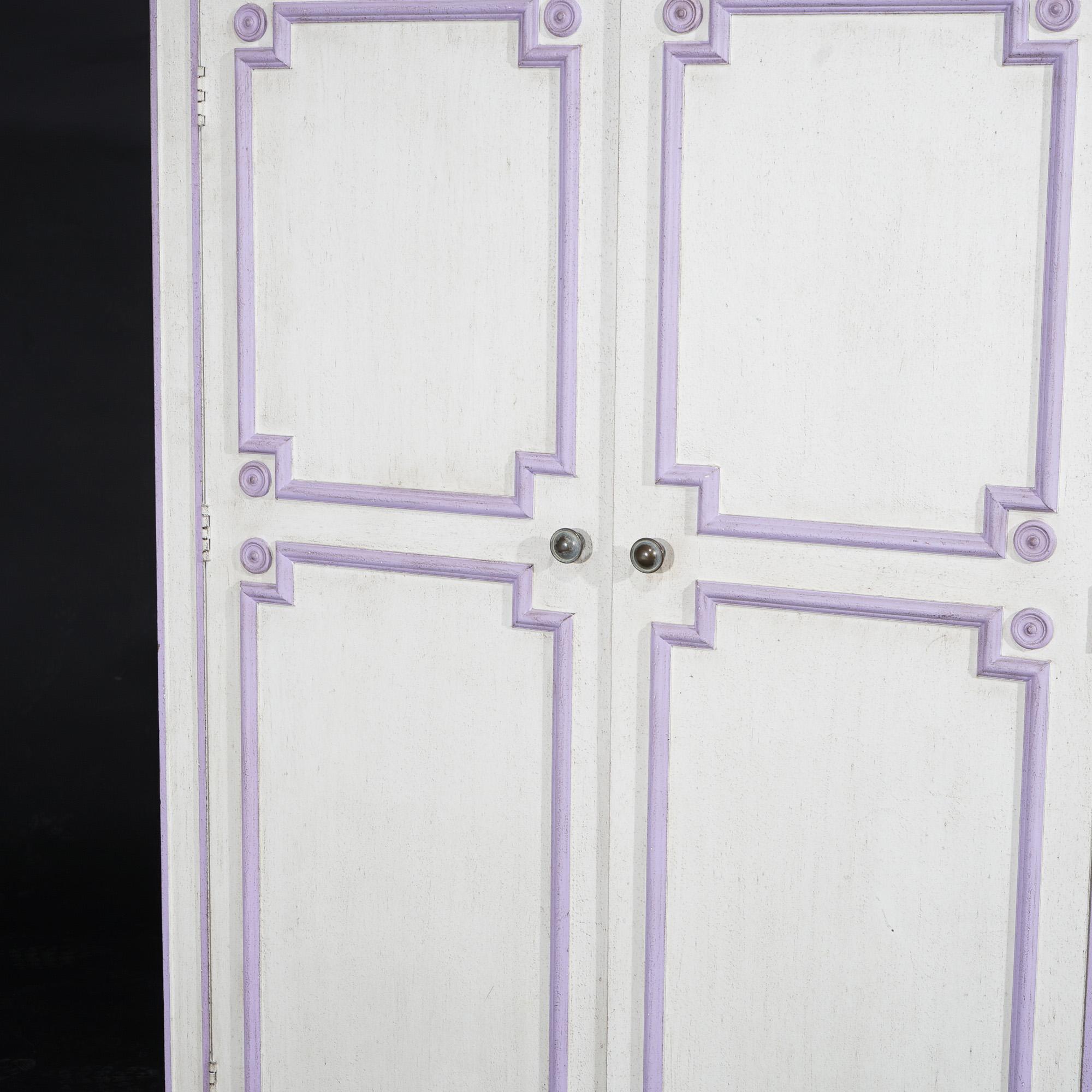 20th Century French Style Double Door Armoire by Widdicomb with Eggplant Accents 20thC For Sale