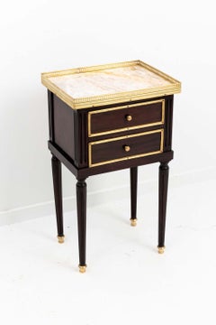 French Style EbonyTwo Drawer Stand with Brass Gallery Edge