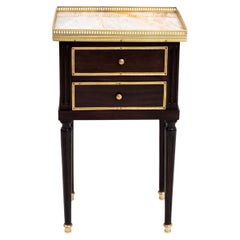French Style EbonyTwo Drawer Stand with Brass Gallery Edge