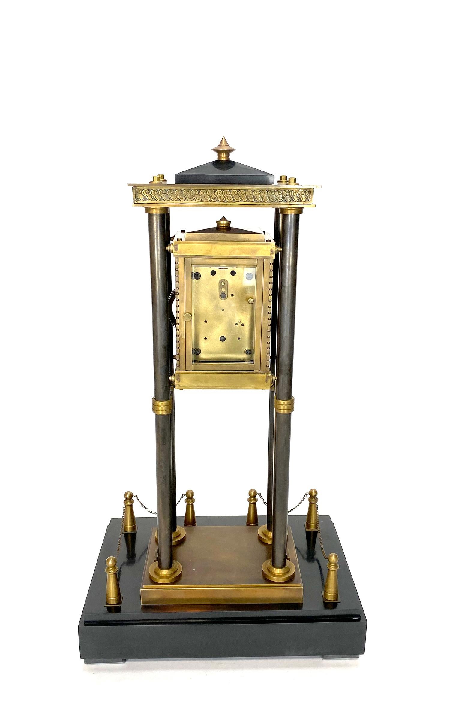 French Style Falling Gravity Driven Bronze Industrial Elevator Industrial Clock In Good Condition For Sale In Danville, CA