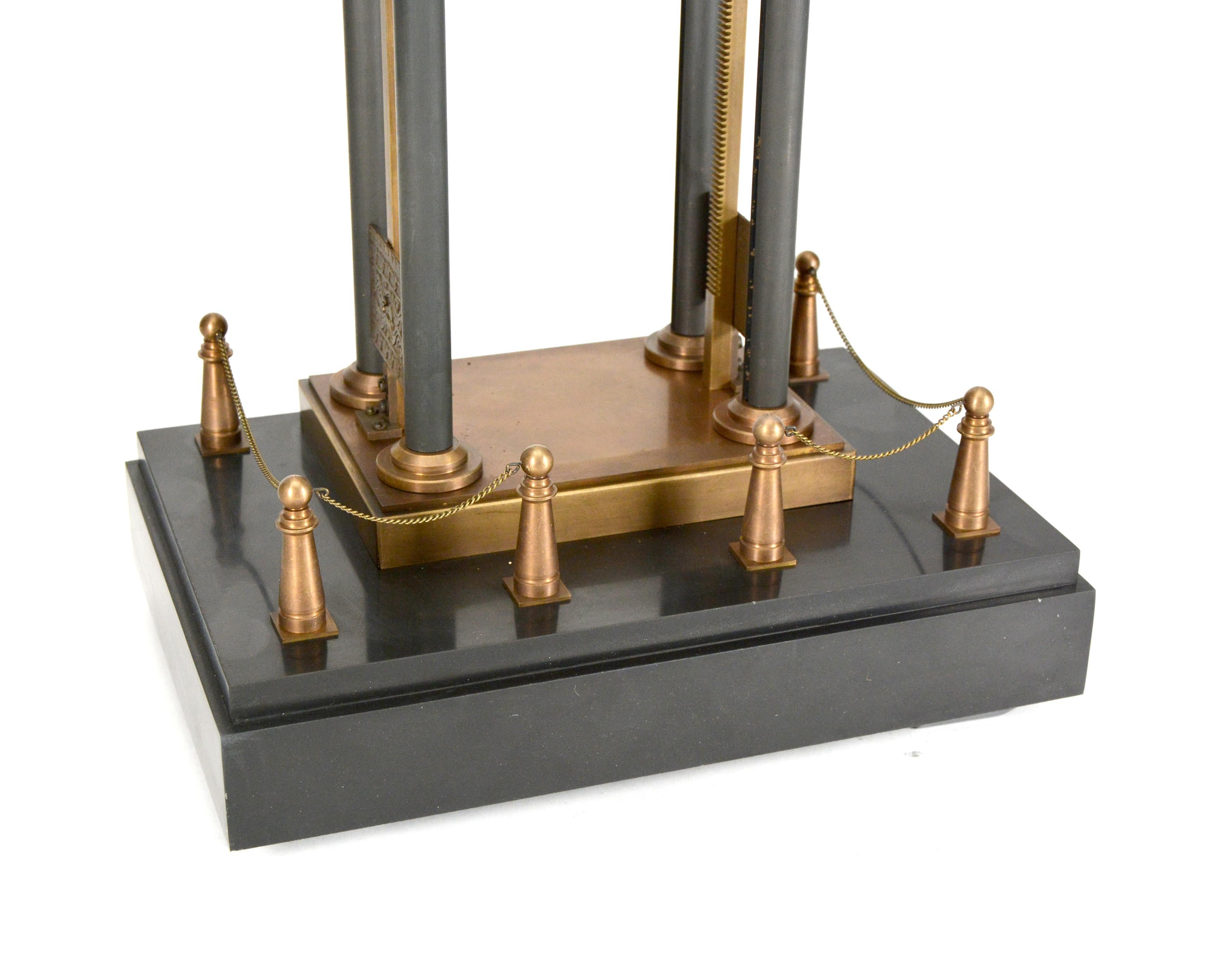 Late 20th Century French Style Falling Gravity Driven Bronze Industrial Elevator Industrial Clock For Sale