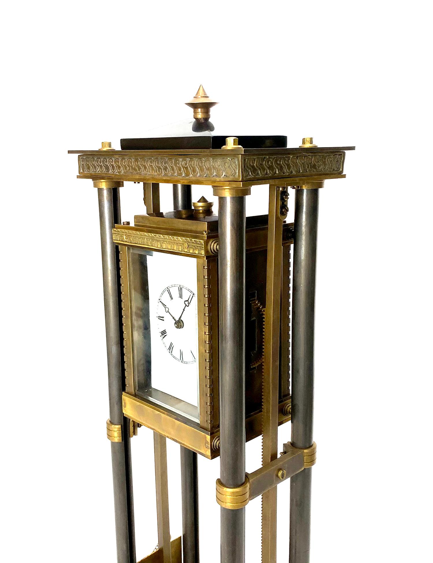 French Style Falling Gravity Driven Bronze Industrial Elevator Industrial Clock For Sale 2