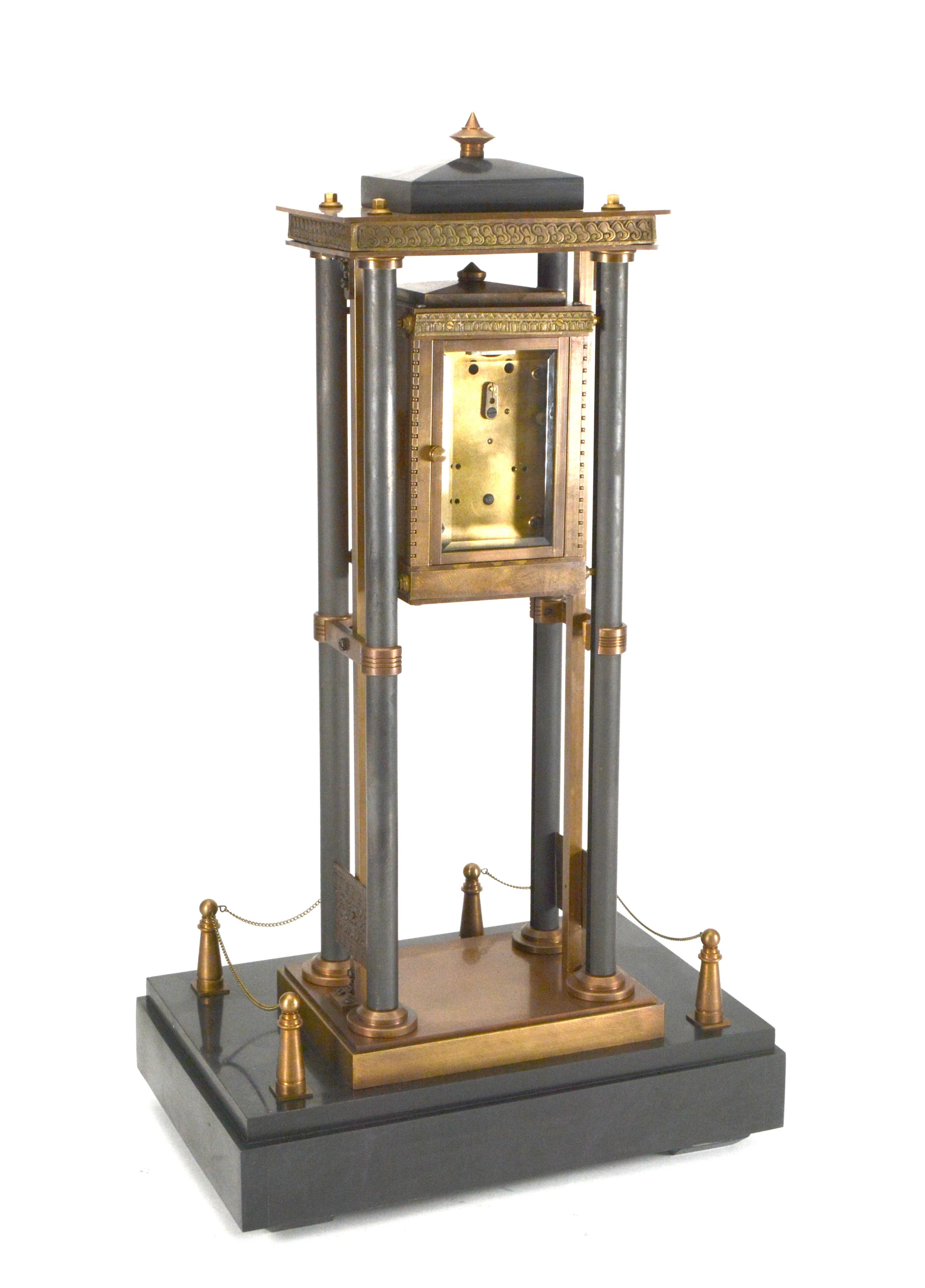 French Style Falling Gravity Driven Bronze Industrial Elevator Industrial Clock For Sale 1