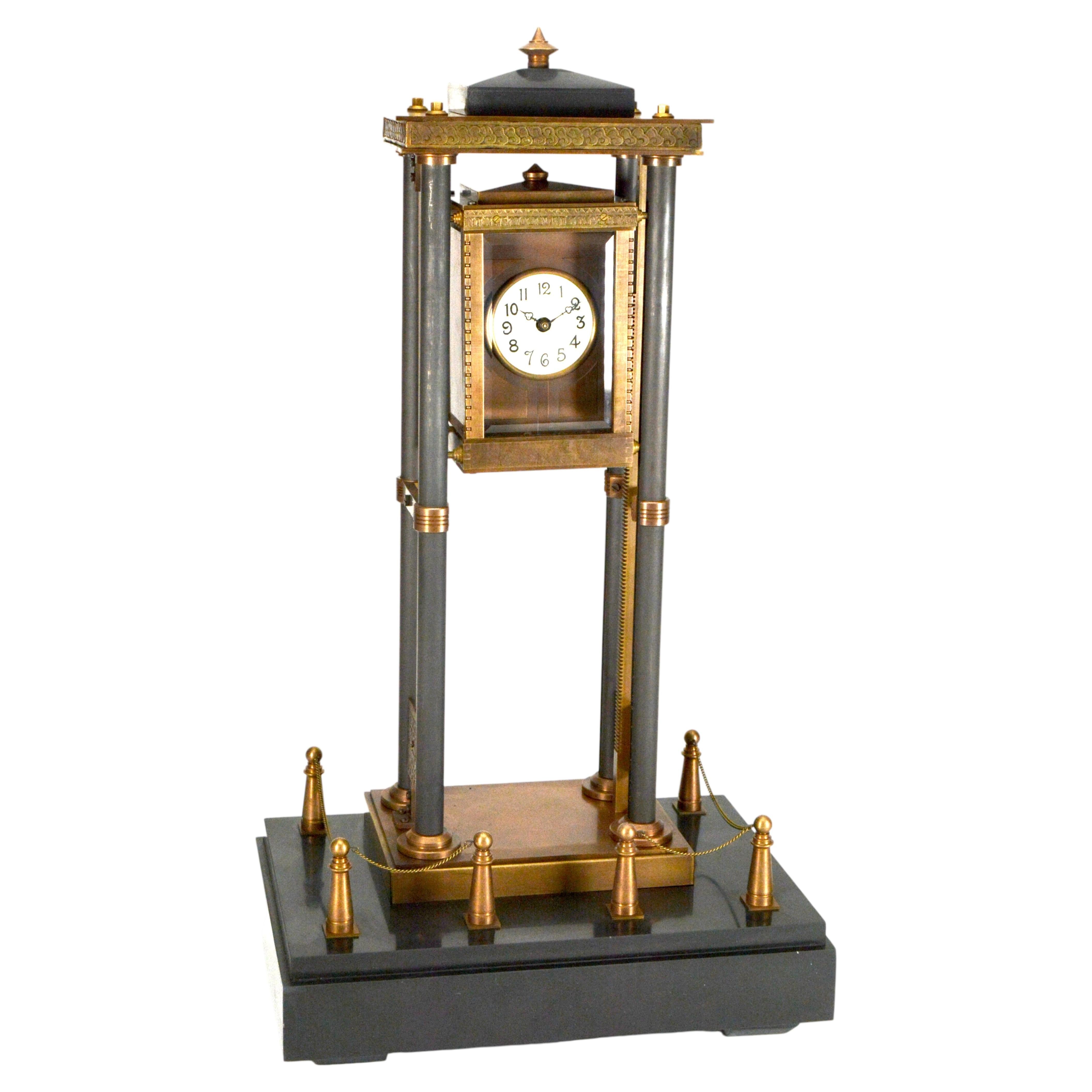 French Style Falling Gravity Driven Bronze Industrial Elevator Industrial Clock For Sale