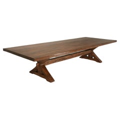 French Style Farmhouse Reclaimed Oak 12 Foot to 17 Foot Table Matching Leaves