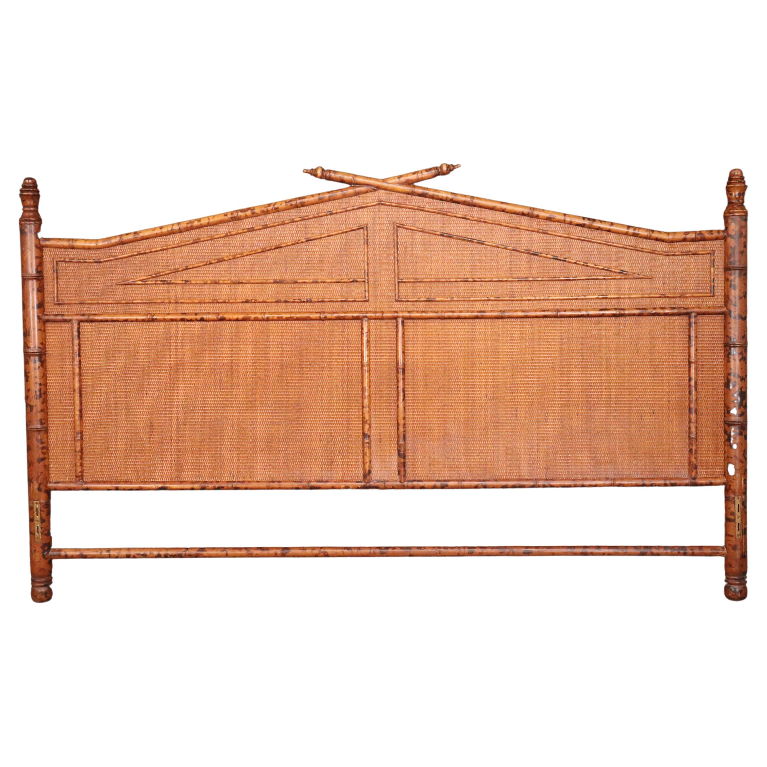 French Style Faux Bamboo King Size Bed with Rails for Bloomingdales, Circa 1970
