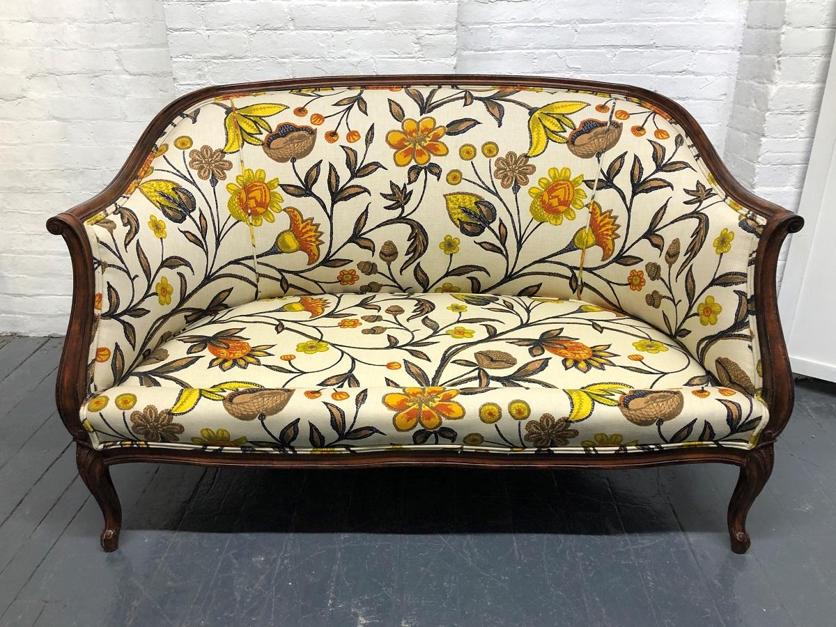 Mid-20th Century French Style Floral Loveseat For Sale