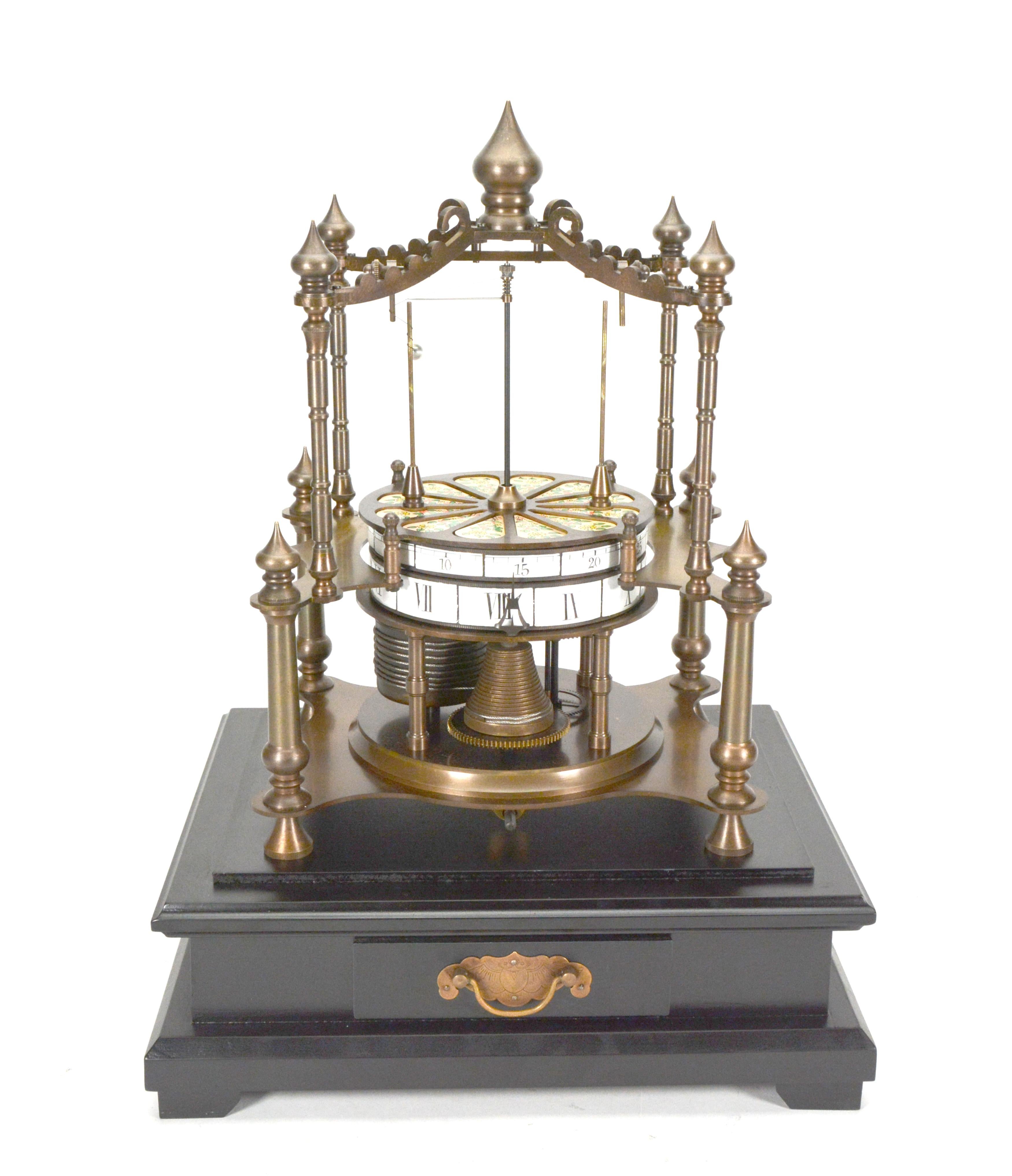Französisch Stil Flying Ball Pendel ringförmig Porzellan Zifferblatt Fusee Skelett Uhr (Messing) im Angebot