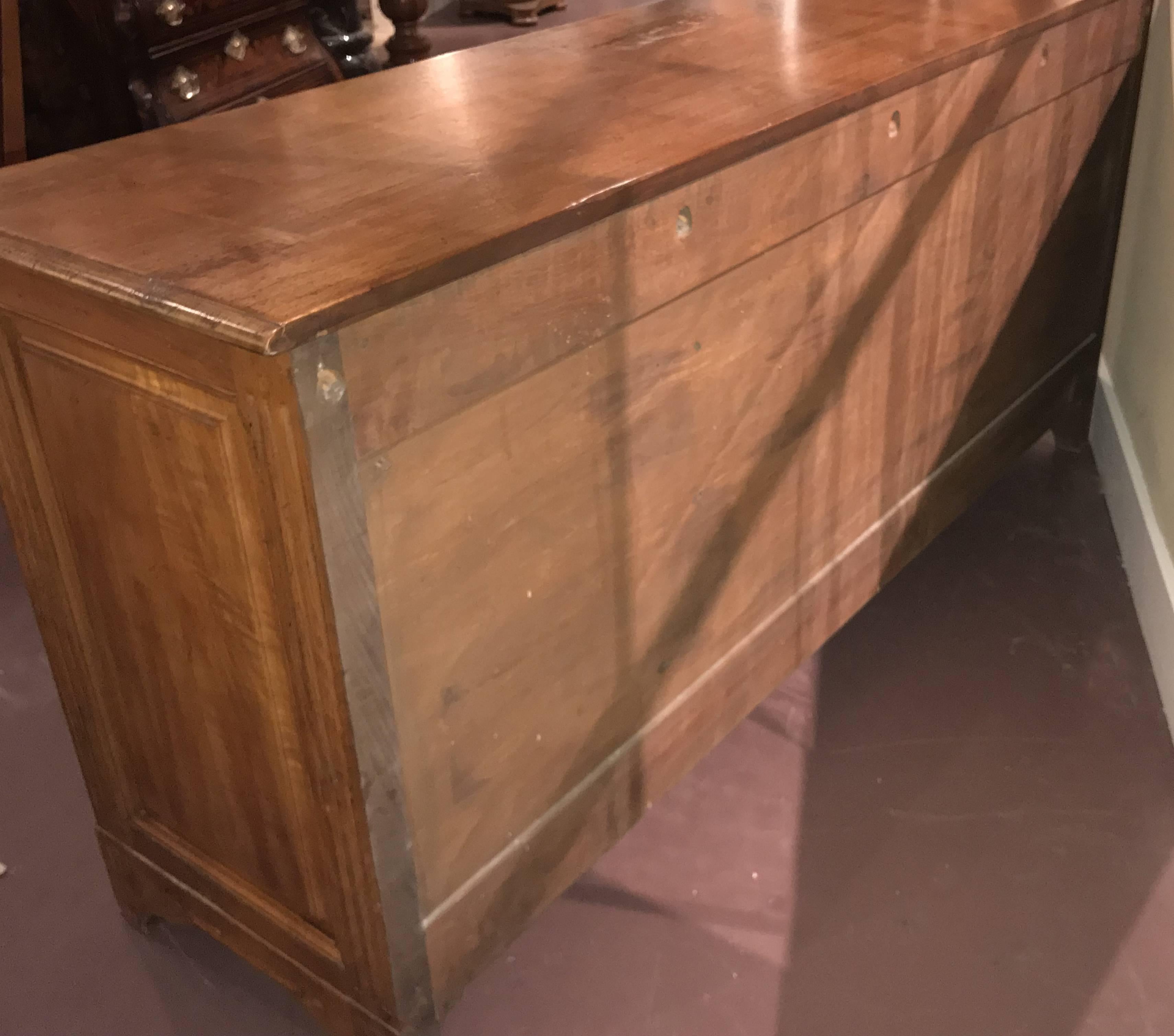 French Style Fruitwood Credenza or Server Sideboard with Ribbon Carved Doors 4