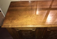 French Style Fruitwood Credenza or Server Sideboard with Ribbon Carved Doors