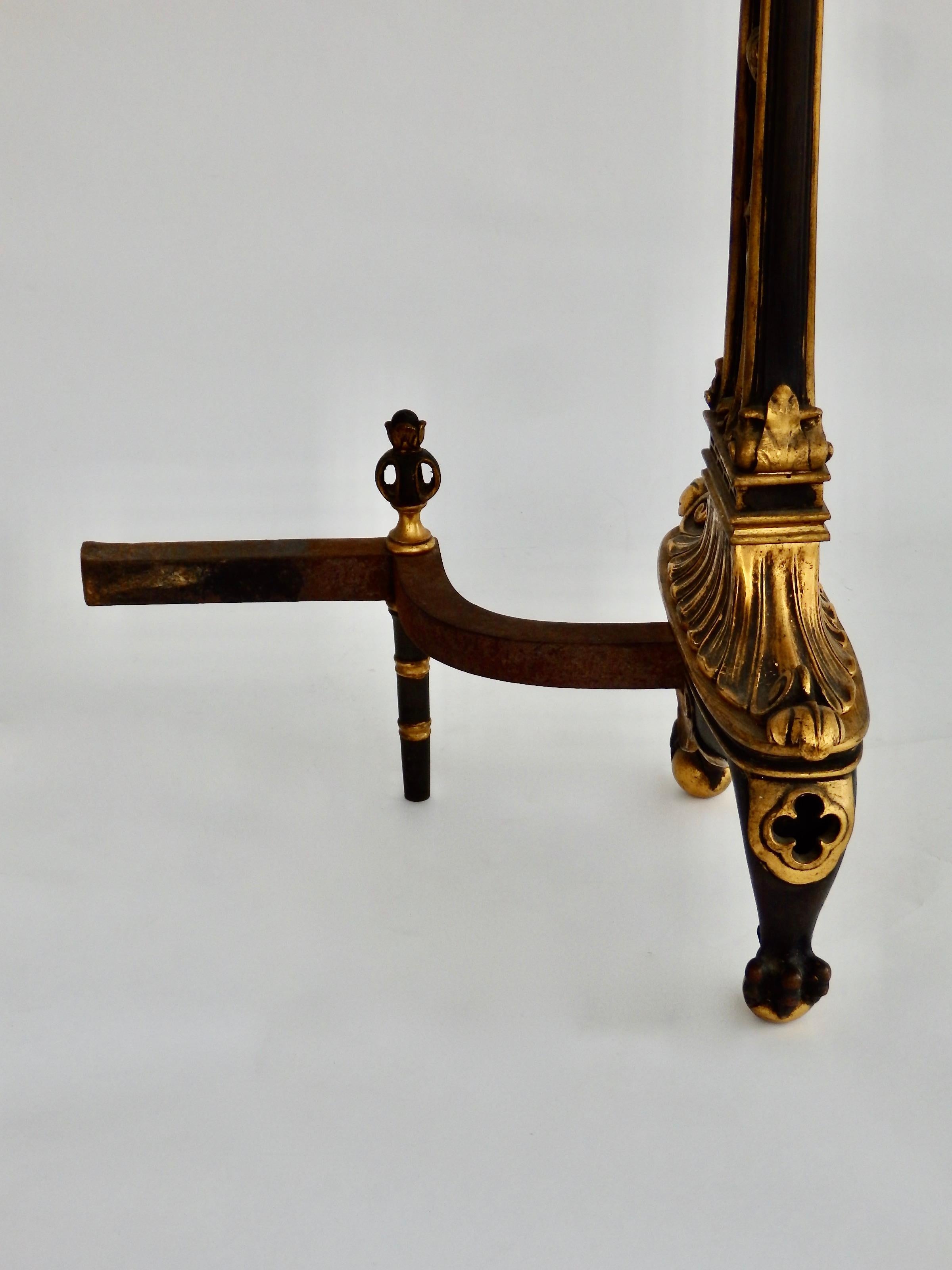 French Style Gilded Bronze Fireplace Andirons For Sale 4