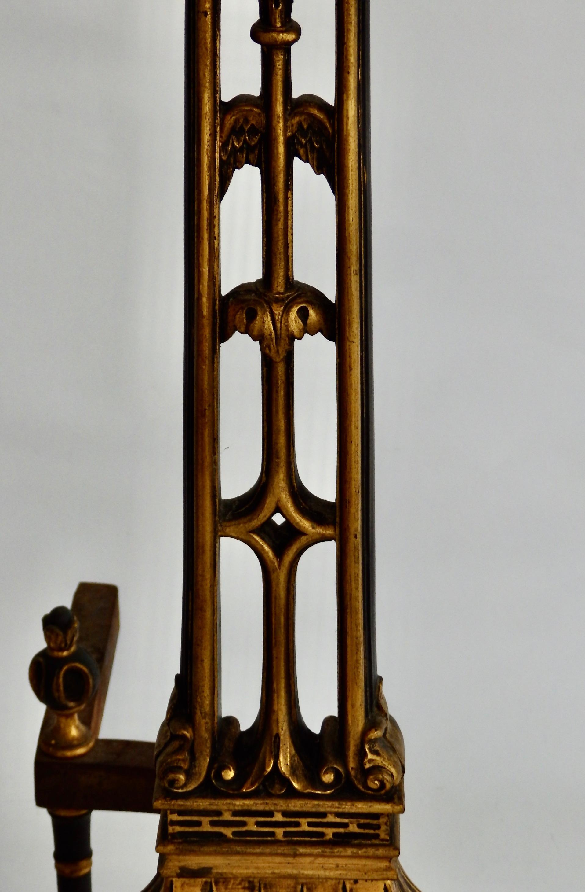 French Style Gilded Bronze Fireplace Andirons In Good Condition For Sale In Ferndale, MI