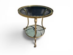 Table d'appoint de style français en bronze doré et verre, années 1970