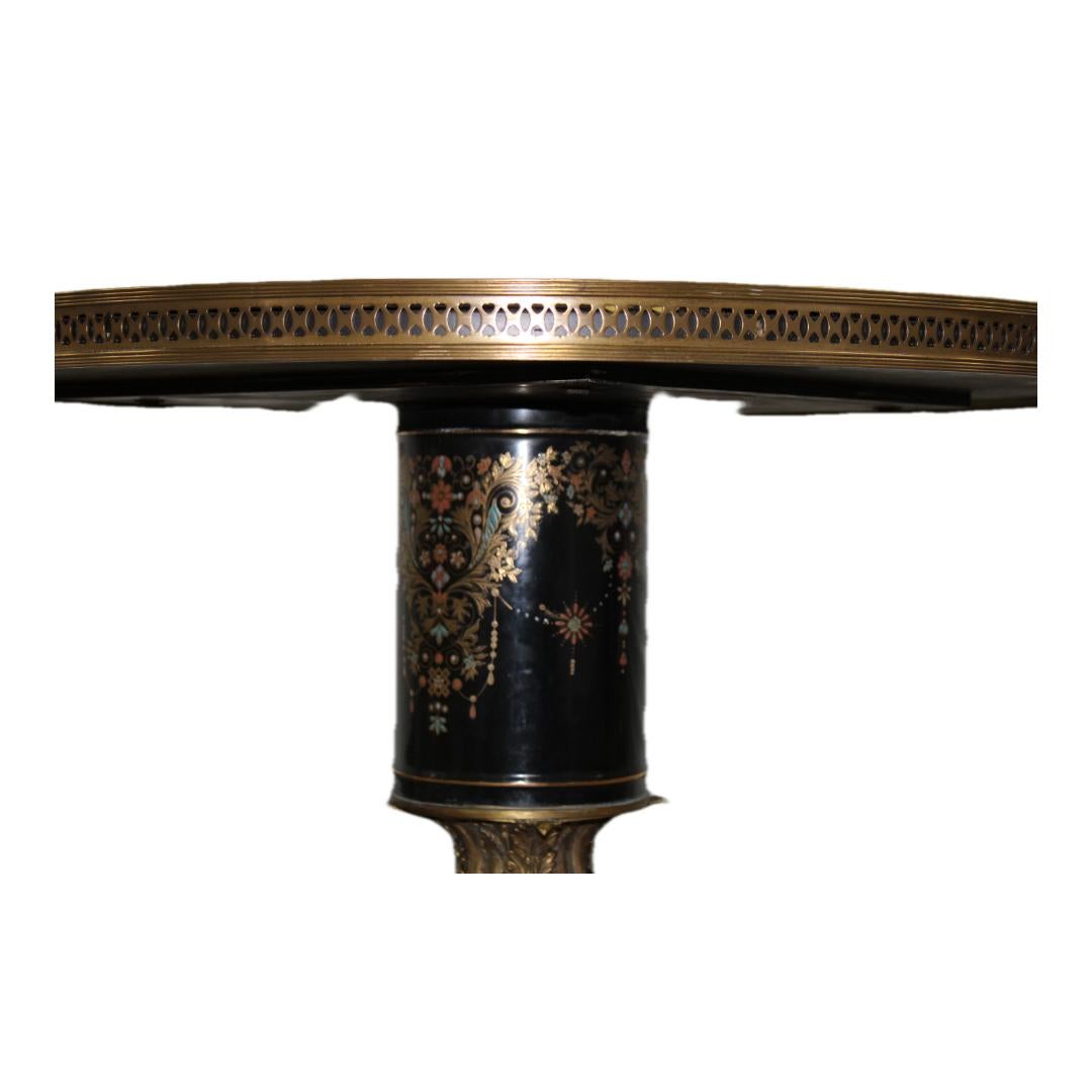 19th Century French Style Gilt-Bronze Mounted & Hand Painted Center Table