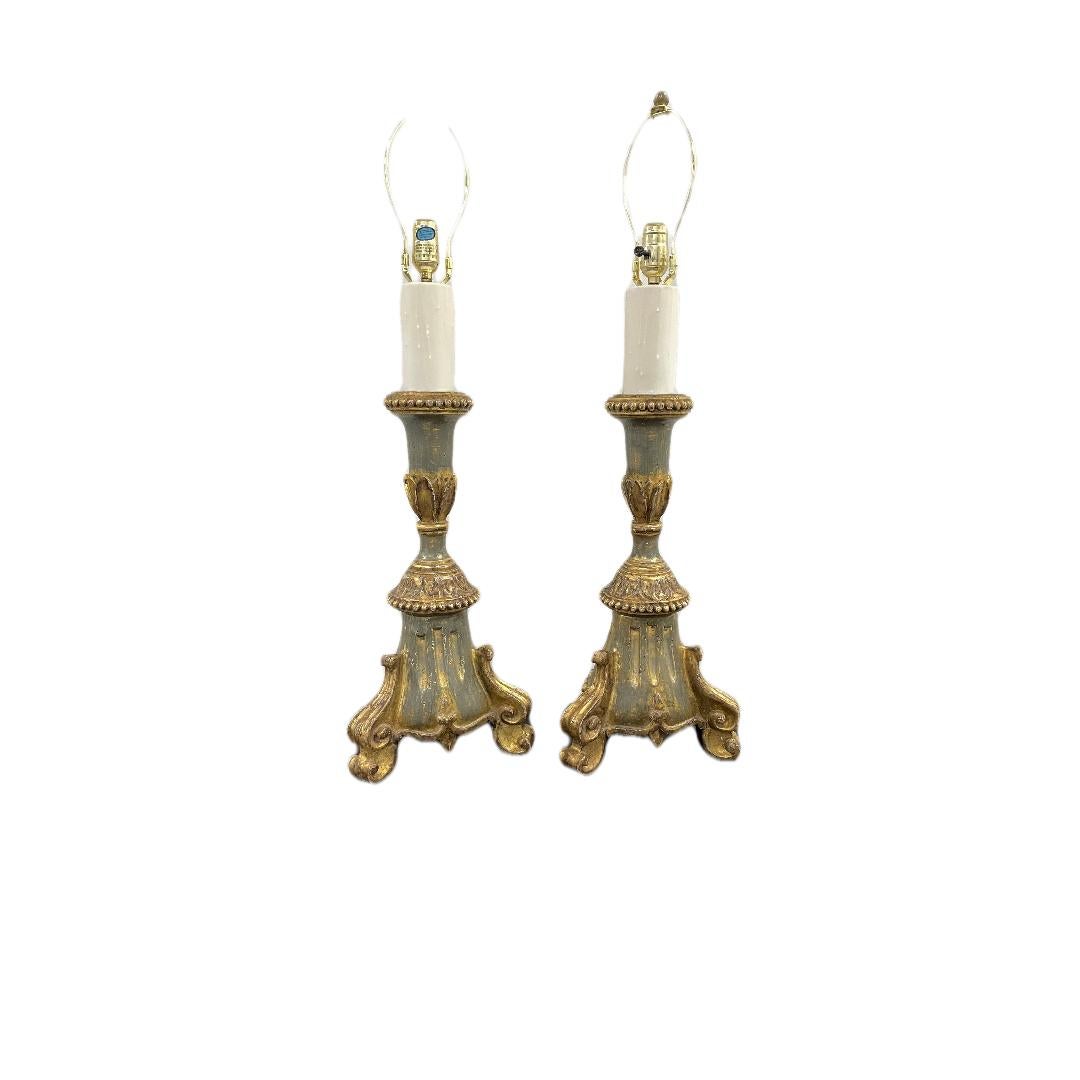 French Style Gilt Lamps 'Set of 2' In Good Condition For Sale In San Francisco, CA