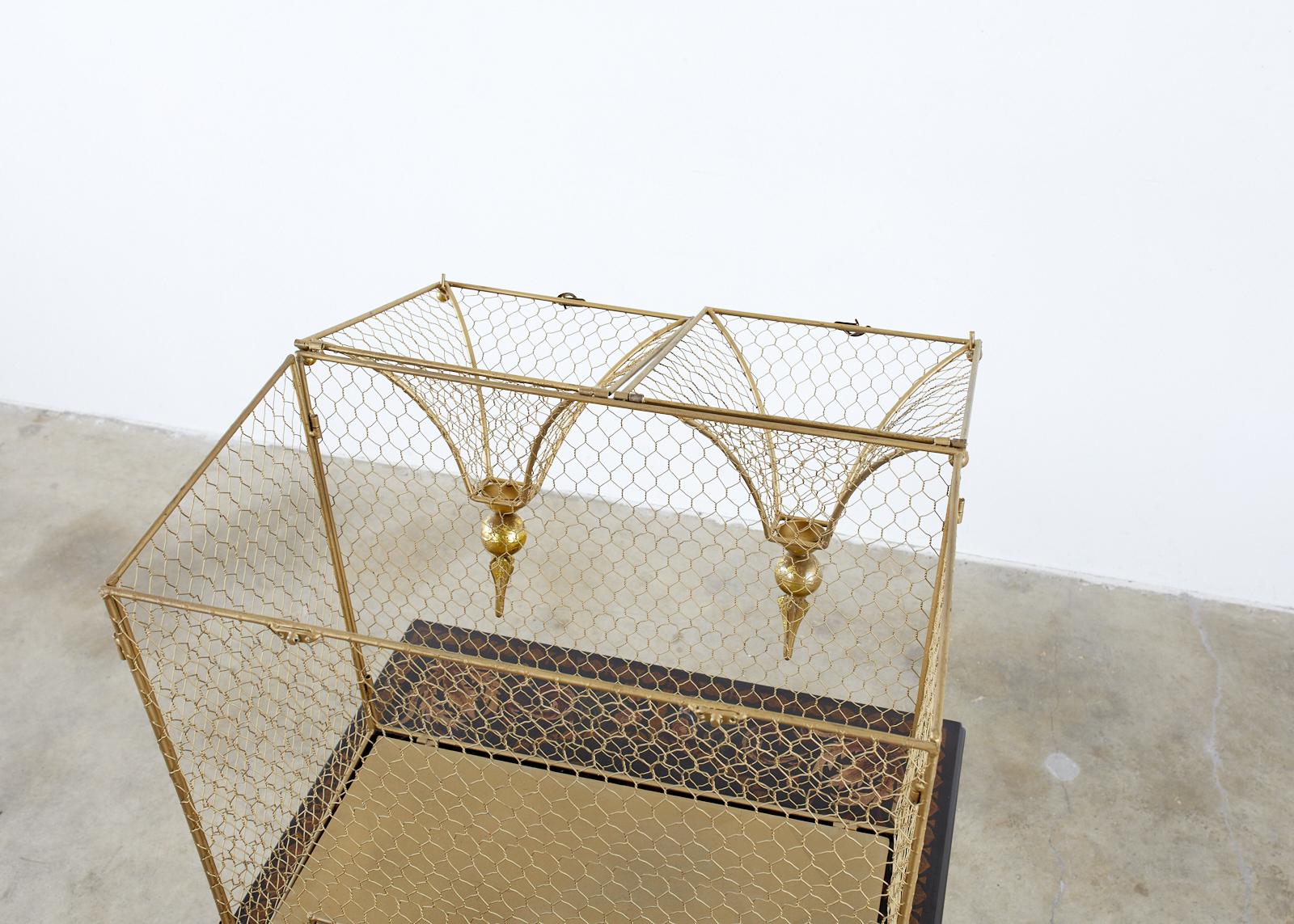 French Style Gilt Metal and Wire Bird Cage 4