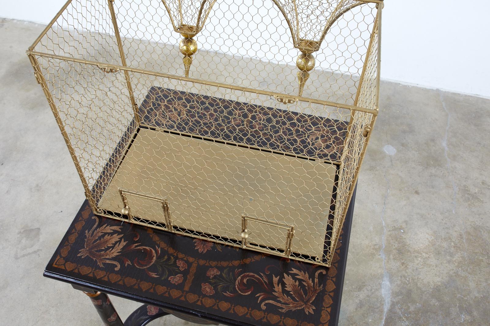 French Style Gilt Metal and Wire Bird Cage 5