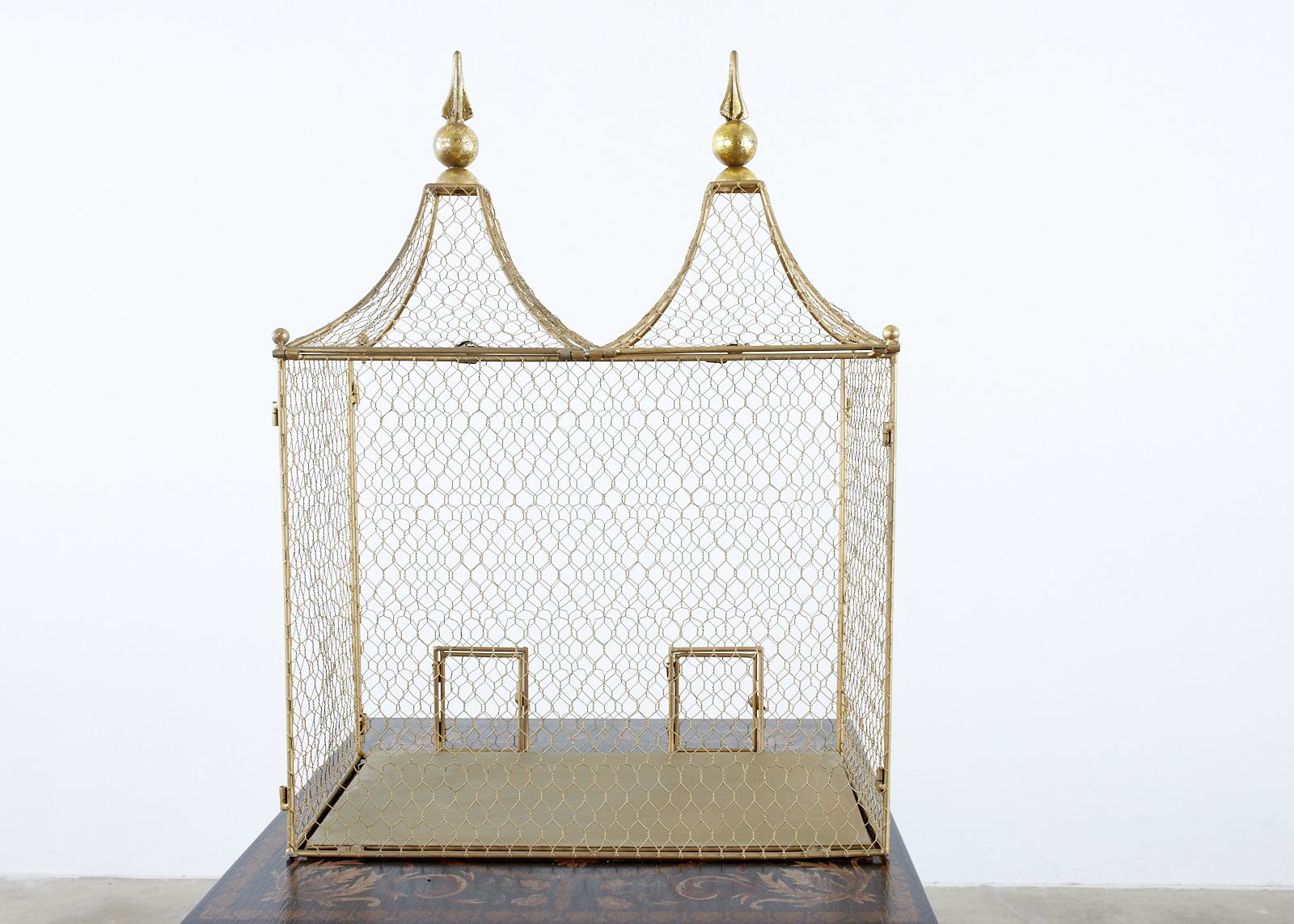 French Style Gilt Metal and Wire Bird Cage 7