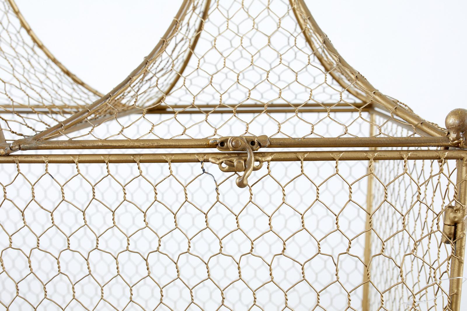 French Style Gilt Metal and Wire Bird Cage In Good Condition In Rio Vista, CA