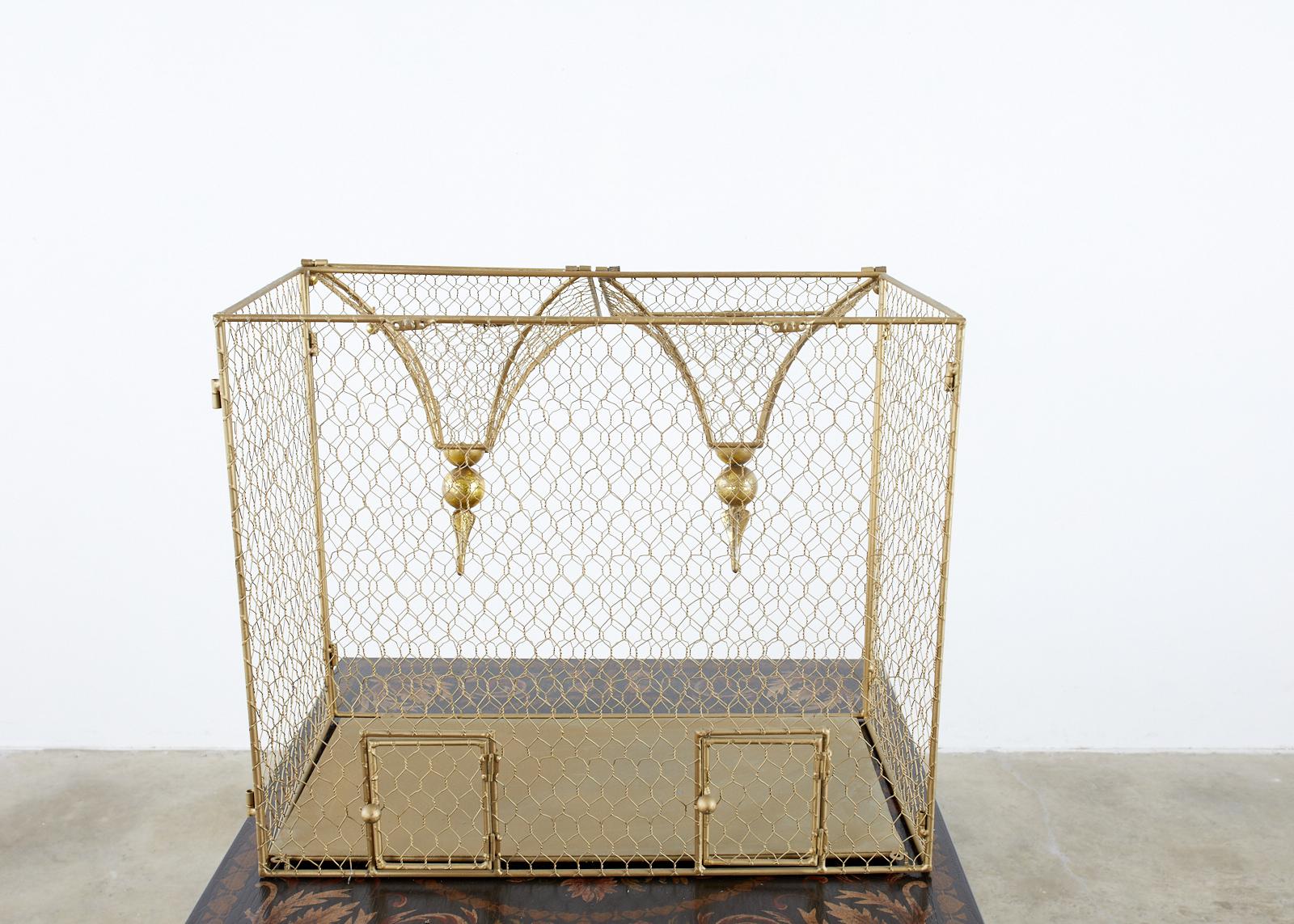 French Style Gilt Metal and Wire Bird Cage 3