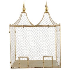 Cage à oiseaux de style français en métal doré et fil de fer