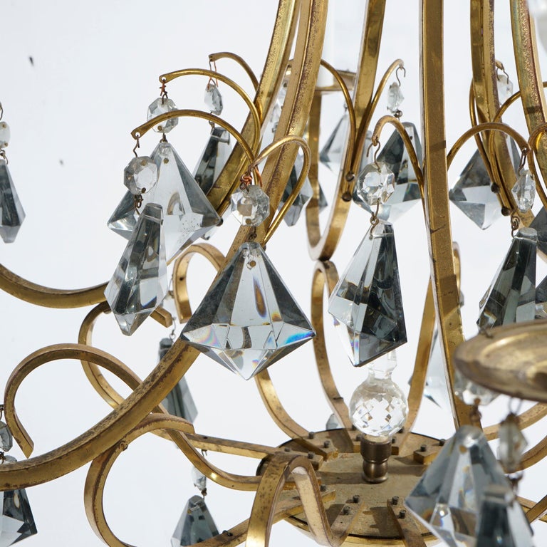 French Style Gilt Metal and Cut Crystal Six Light Chandelier Circa 1930 ...