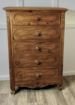 French Style Golden Pine Commode Chest of Drawers
