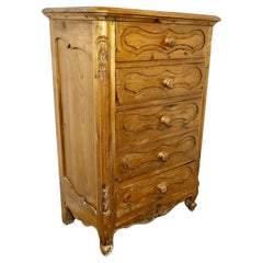 French Style Golden Pine Commode Chest of Drawers