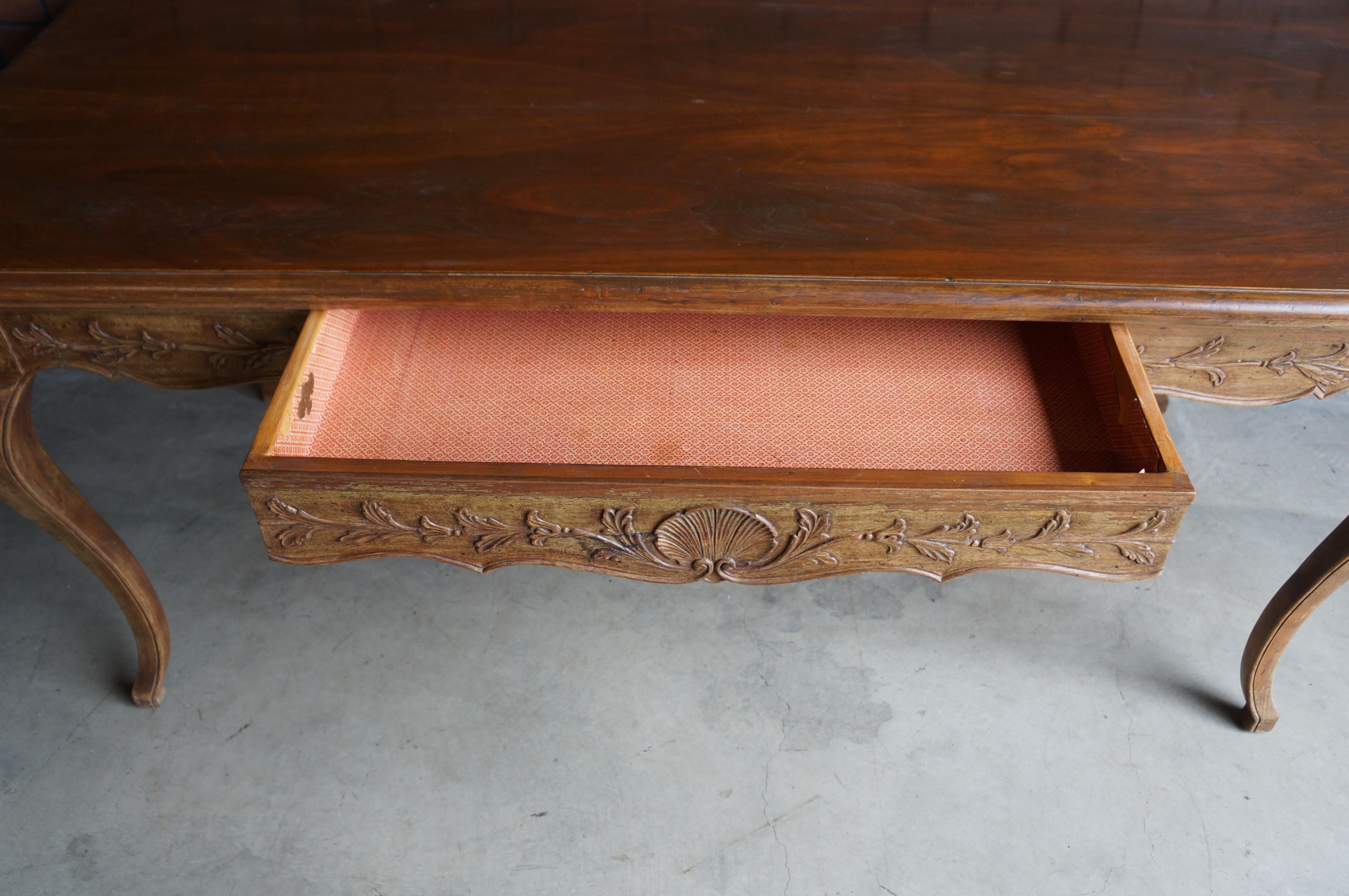 French Provincial French Style Hand Carved Italian Table Desk For Sale