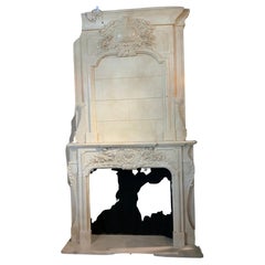 French Style Hand Carved White Marble Mantel